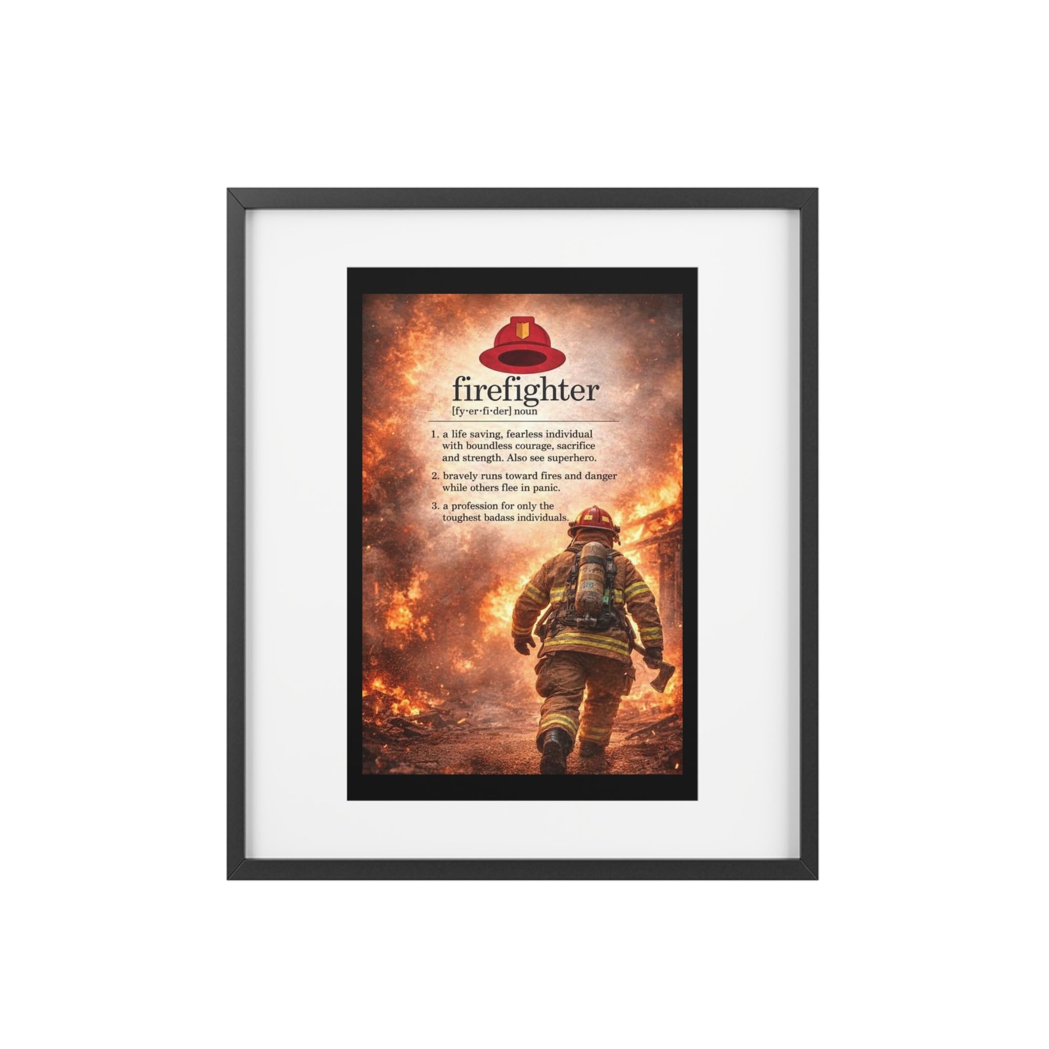 Firefighter Tribute Framed Poster — Matte Memorial Wall Art