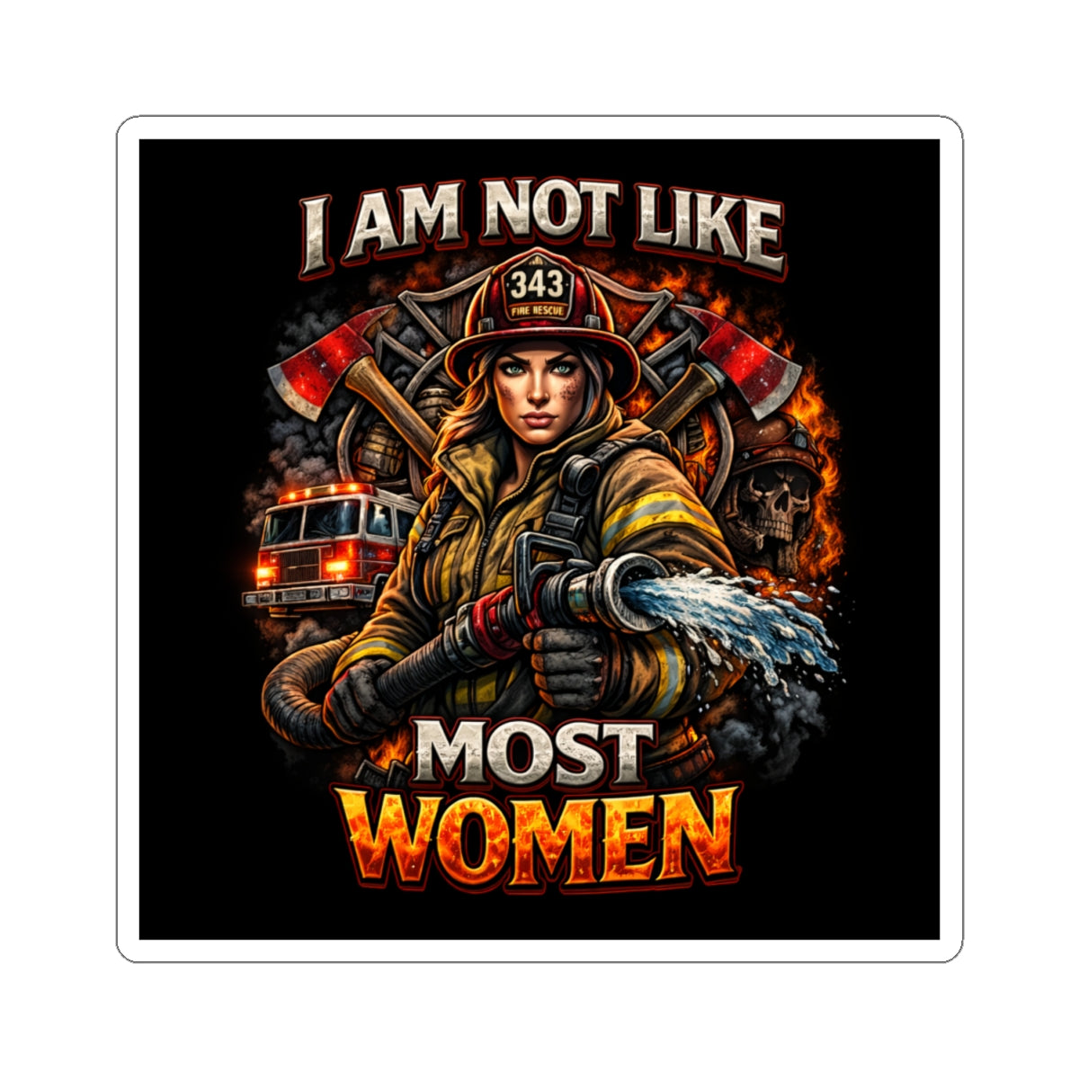 Firefighter Sticker — "I Am Not Like Most Women" Courageous Female Firefighter Kiss-Cut Decal