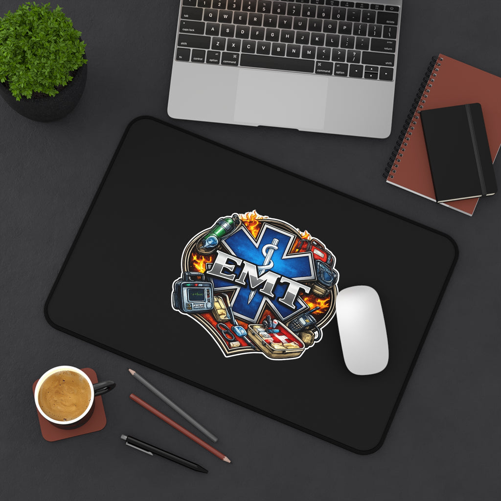 EMT Medic Desk Mat — Emergency Medical Technician Logo Mouse Pad