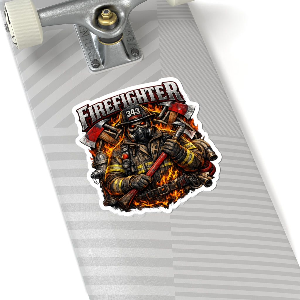 Firefighter Sticker — Fierce Firefighter Emblem Kiss-Cut Sticker (343)