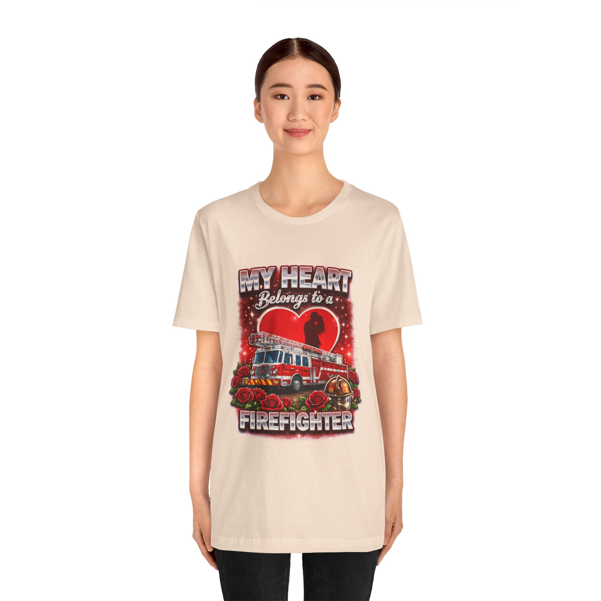 "My Heart Belongs to a Firefighter"  Firefighter Wife T-Shirt