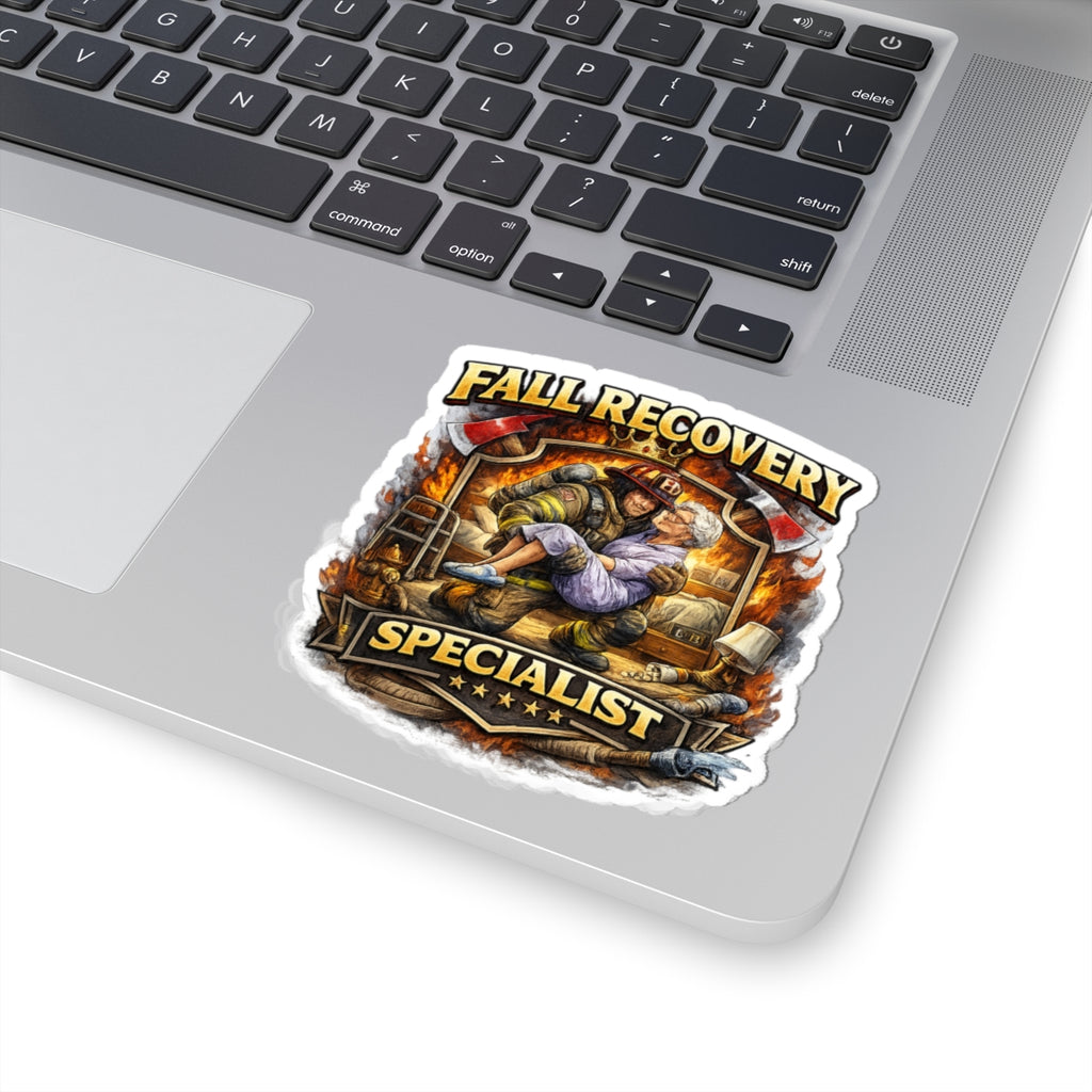 Fall Recovery Specialist Sticker — Firefighter Rescue Kiss-Cut Decal