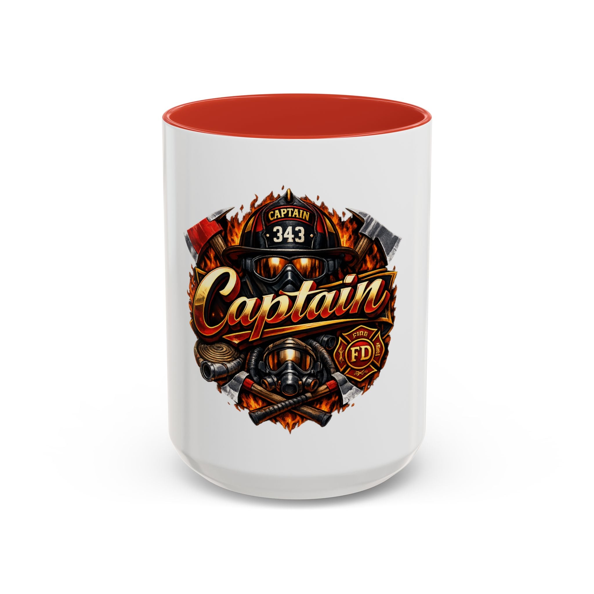 Captain Firefighter Coffee Mug — 'Captain' Fire Rescue Emblem Accent Mug (11/15oz)