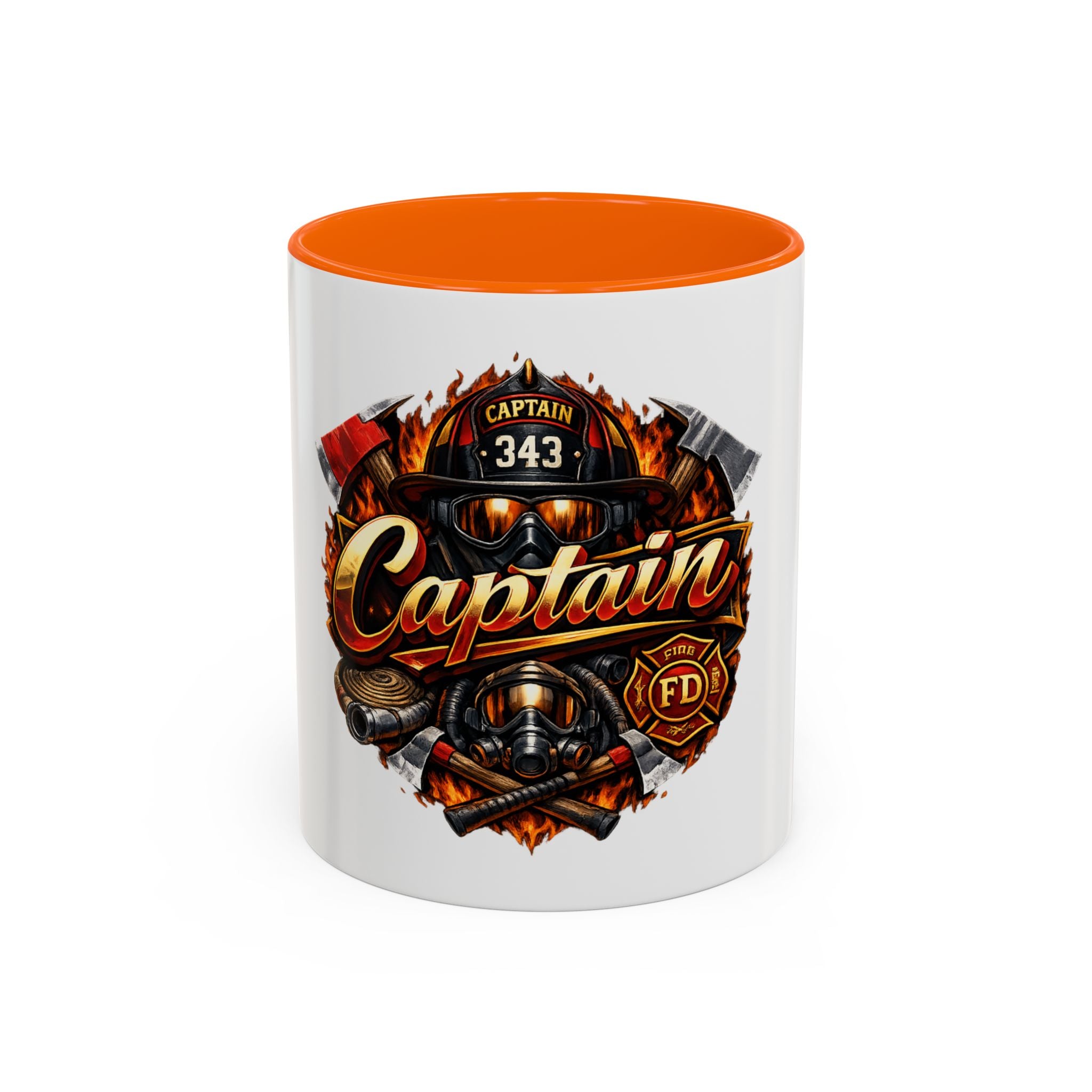 Captain Firefighter Coffee Mug — 'Captain' Fire Rescue Emblem Accent Mug (11/15oz)