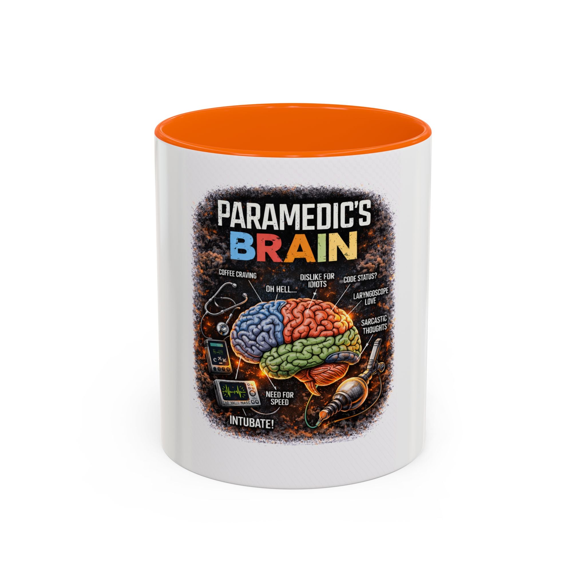 Paramedic's Brain Coffee Mug – Illustrated EMT Anatomy Accent Mug (11/15 oz)