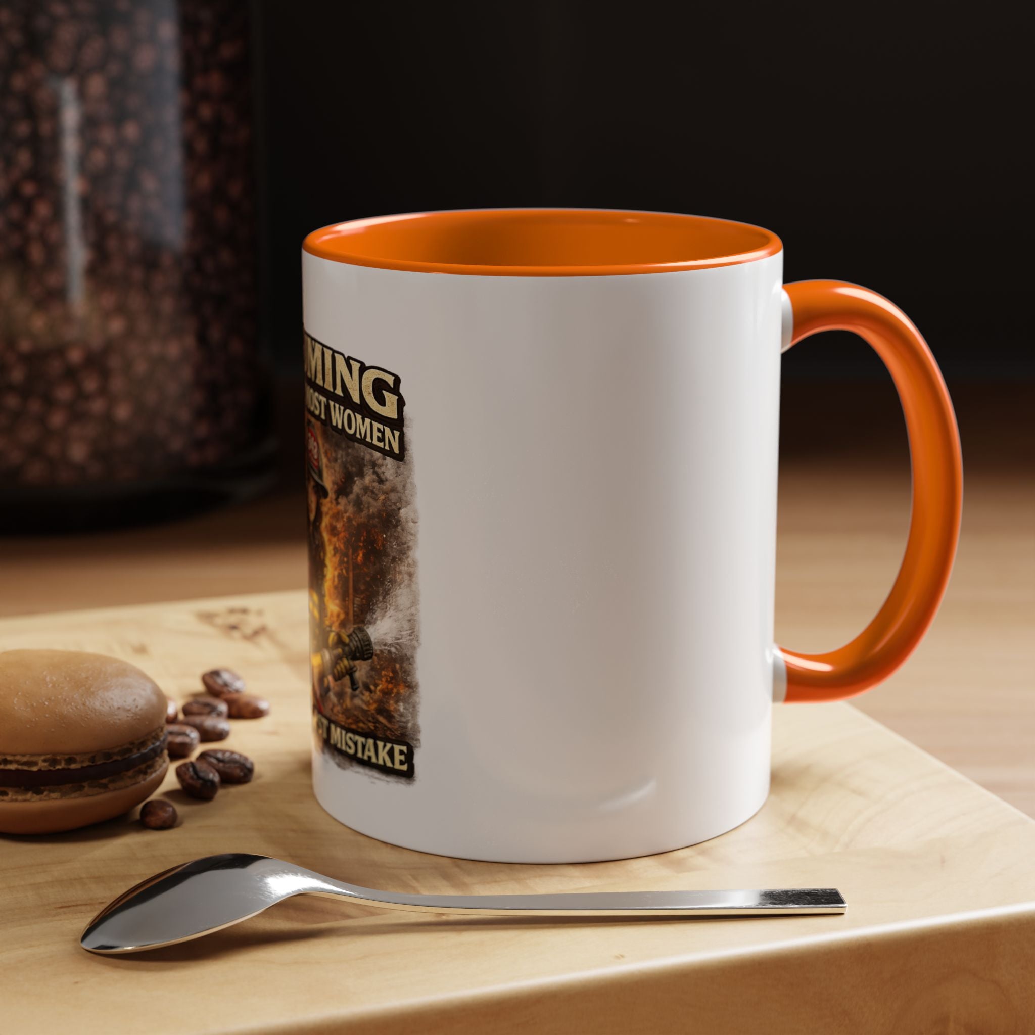 Firefighter Coffee Mug — "Assuming I Was Like Most Women Was Your First Mistake" Accent Mug