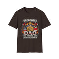 Firefighter Dad T-Shirt - "Like a Normal Dad Except Much Cooler" Patriotic Fireman Tee