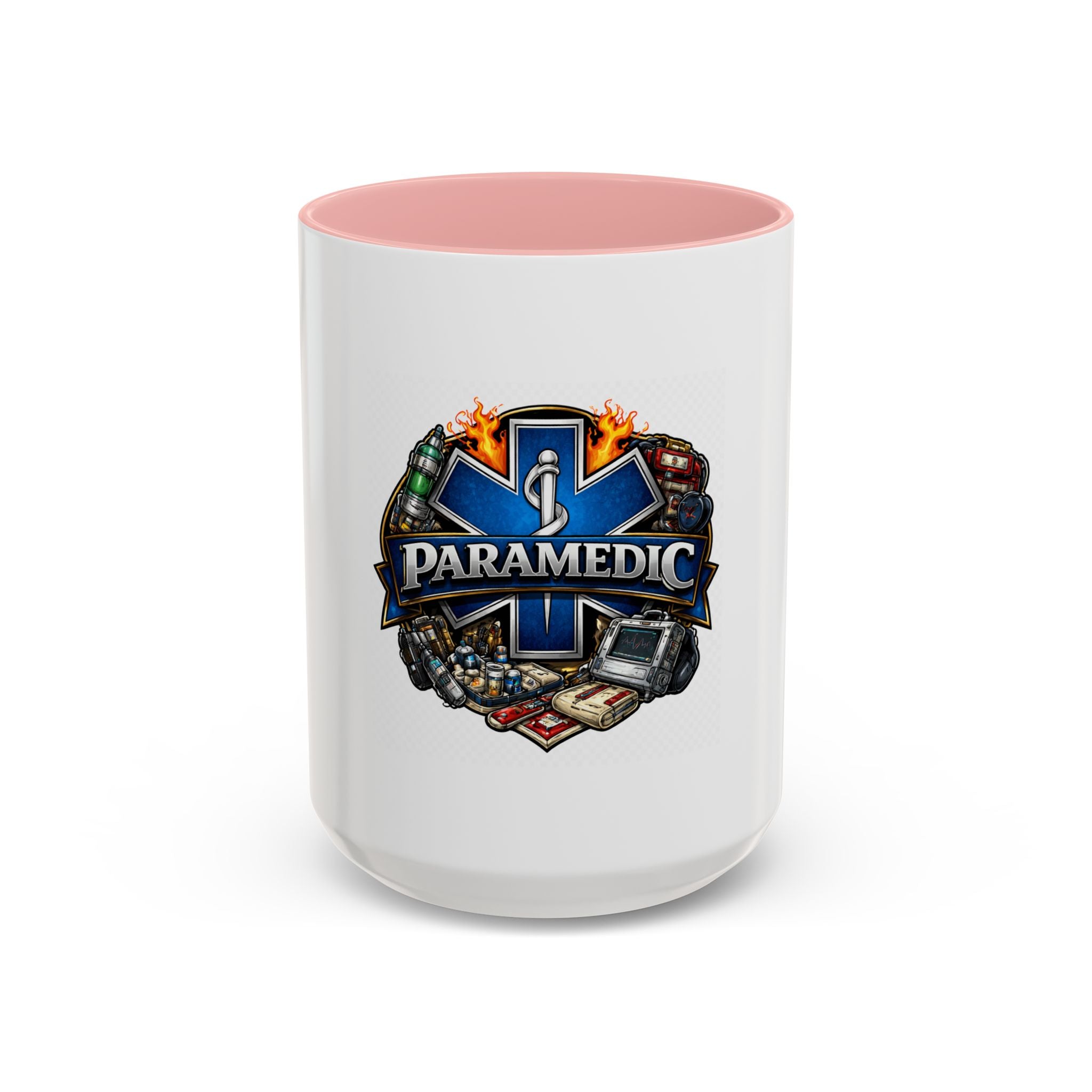 Paramedic Emblem Accent Coffee Mug — EMS Star of Life Design