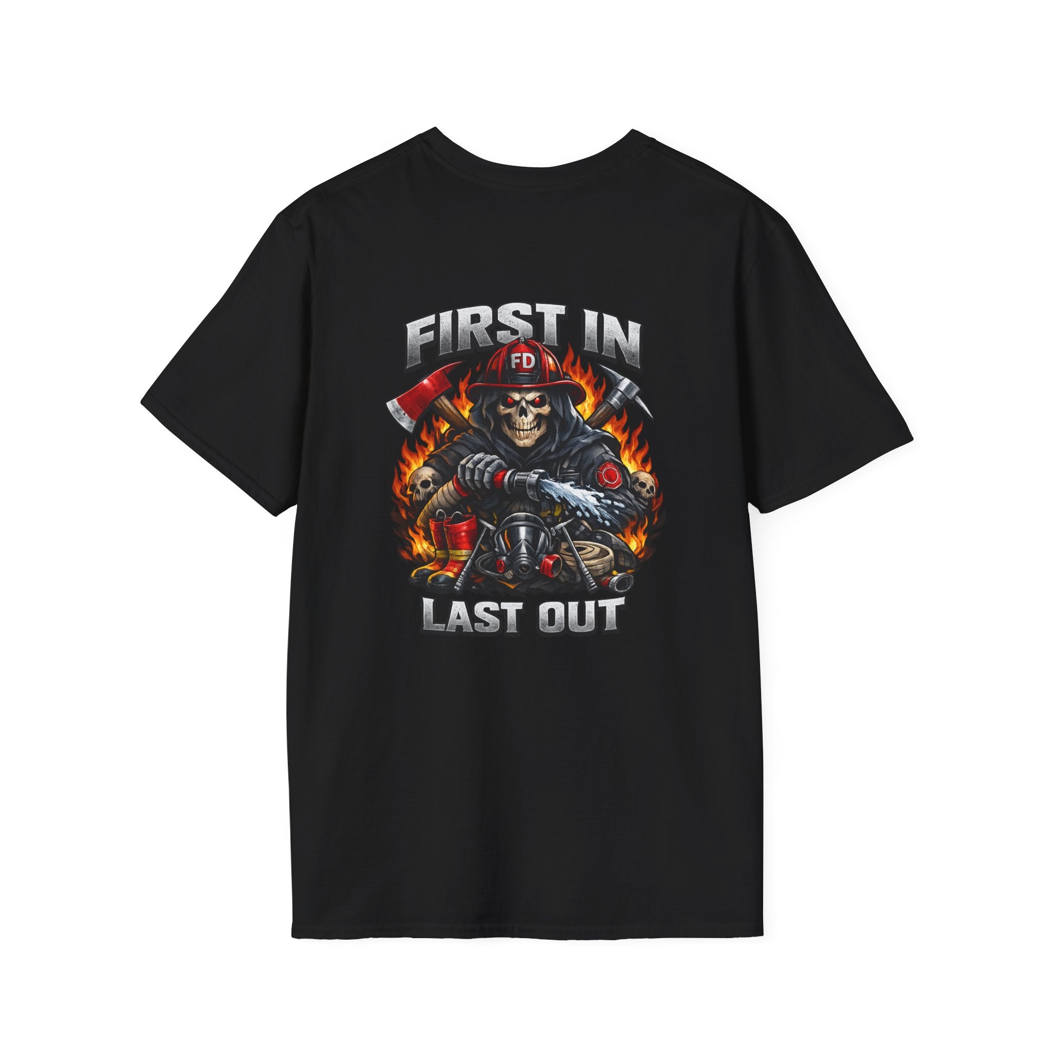 Firefighter Skull 'First In, Last Out' T-Shirt