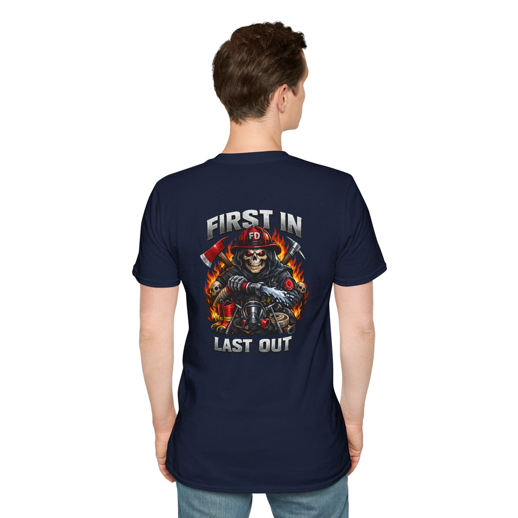 Firefighter Skull 'First In, Last Out' T-Shirt