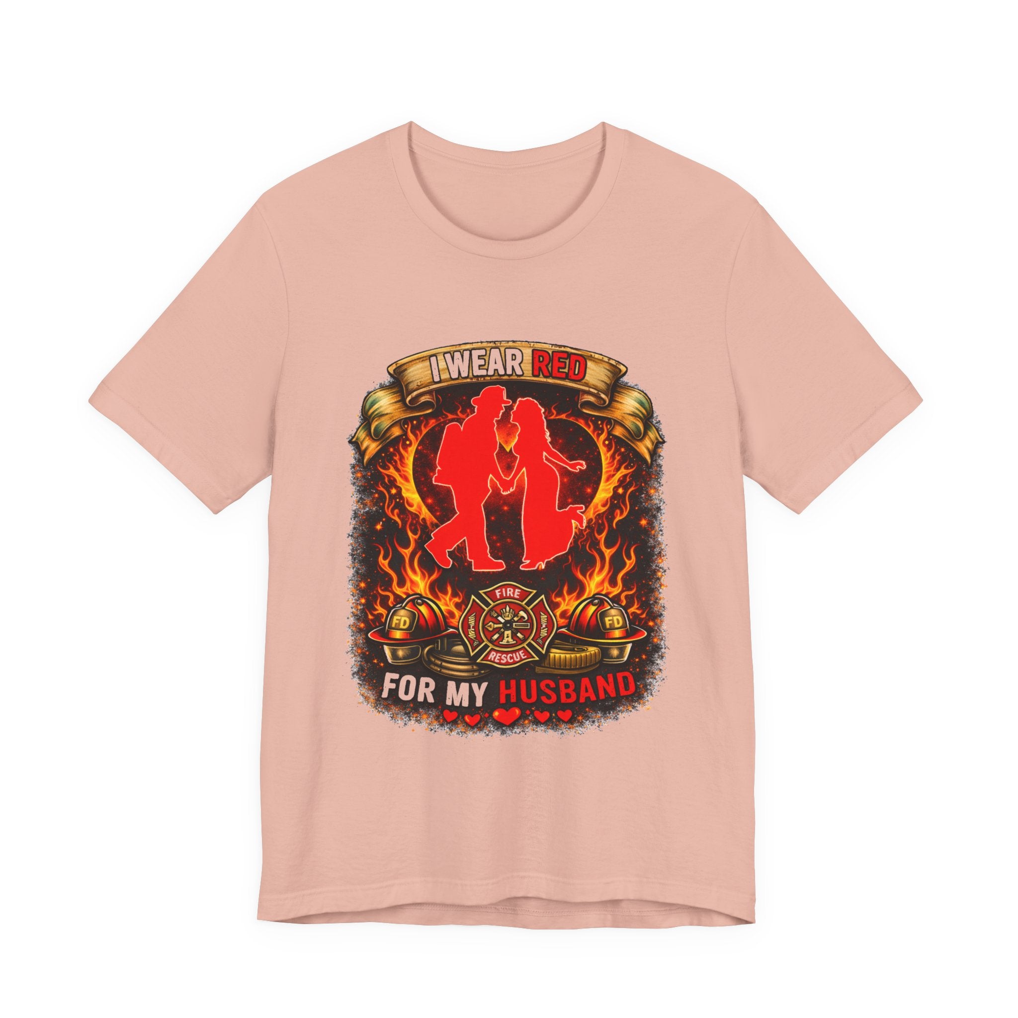 T-Shirt - I Wear Red For My Husband Firefighter Tribute Graphic Tee