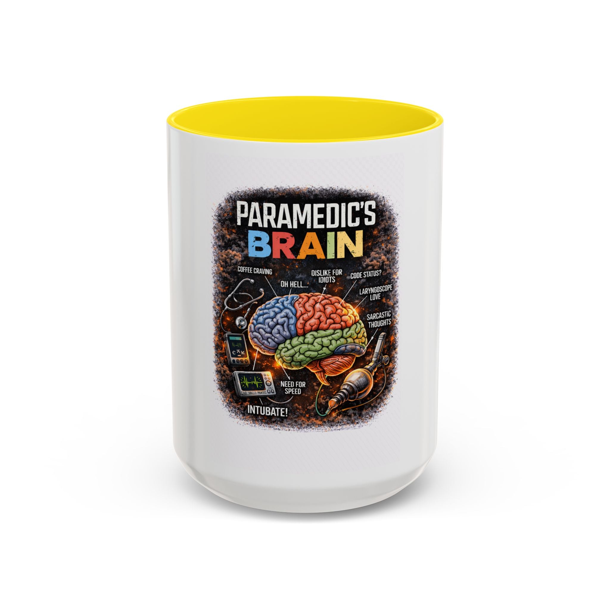 Paramedic's Brain Coffee Mug – Illustrated EMT Anatomy Accent Mug (11/15 oz)
