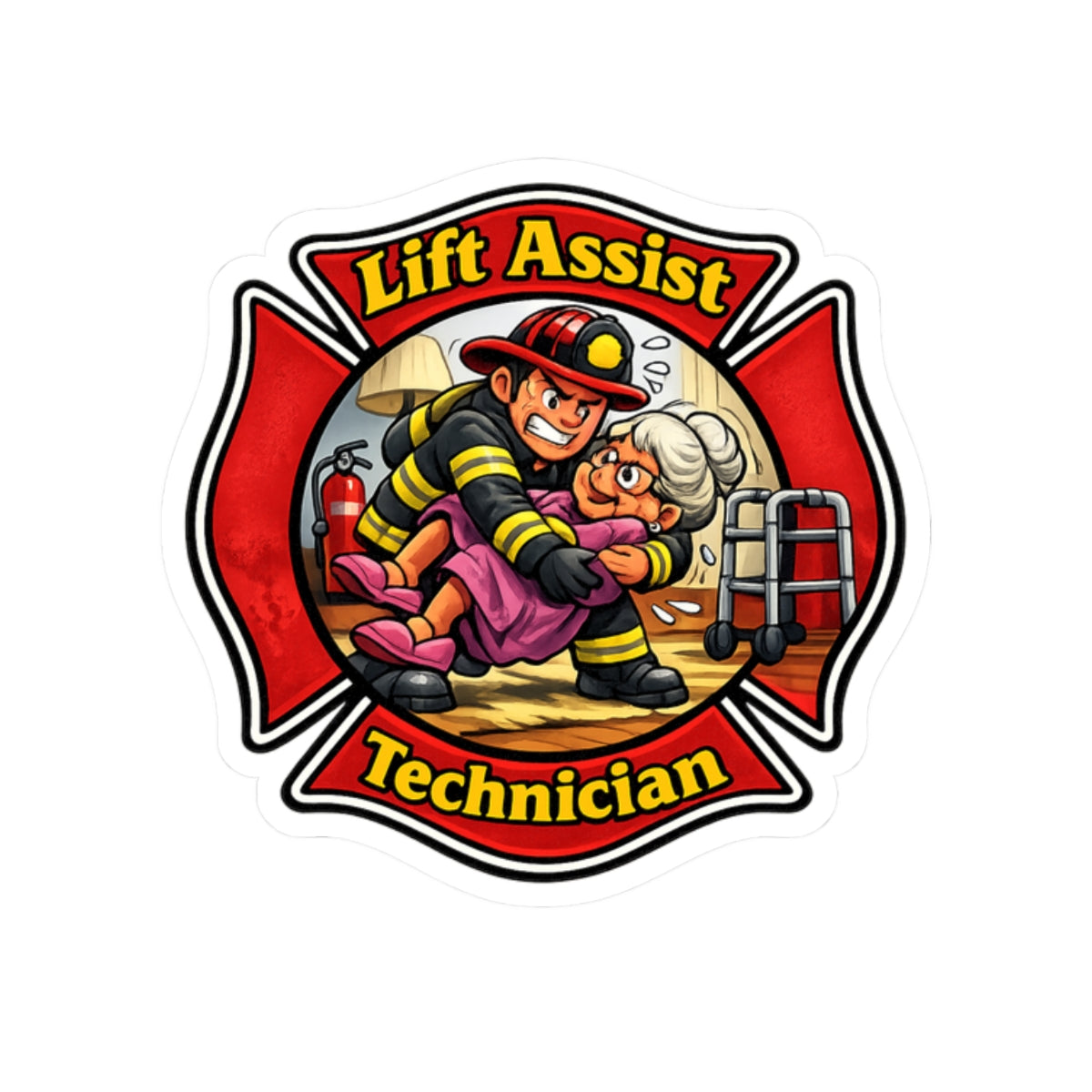 Lift Assist Technician Sticker — Firefighter Rescue Kiss-Cut Decal