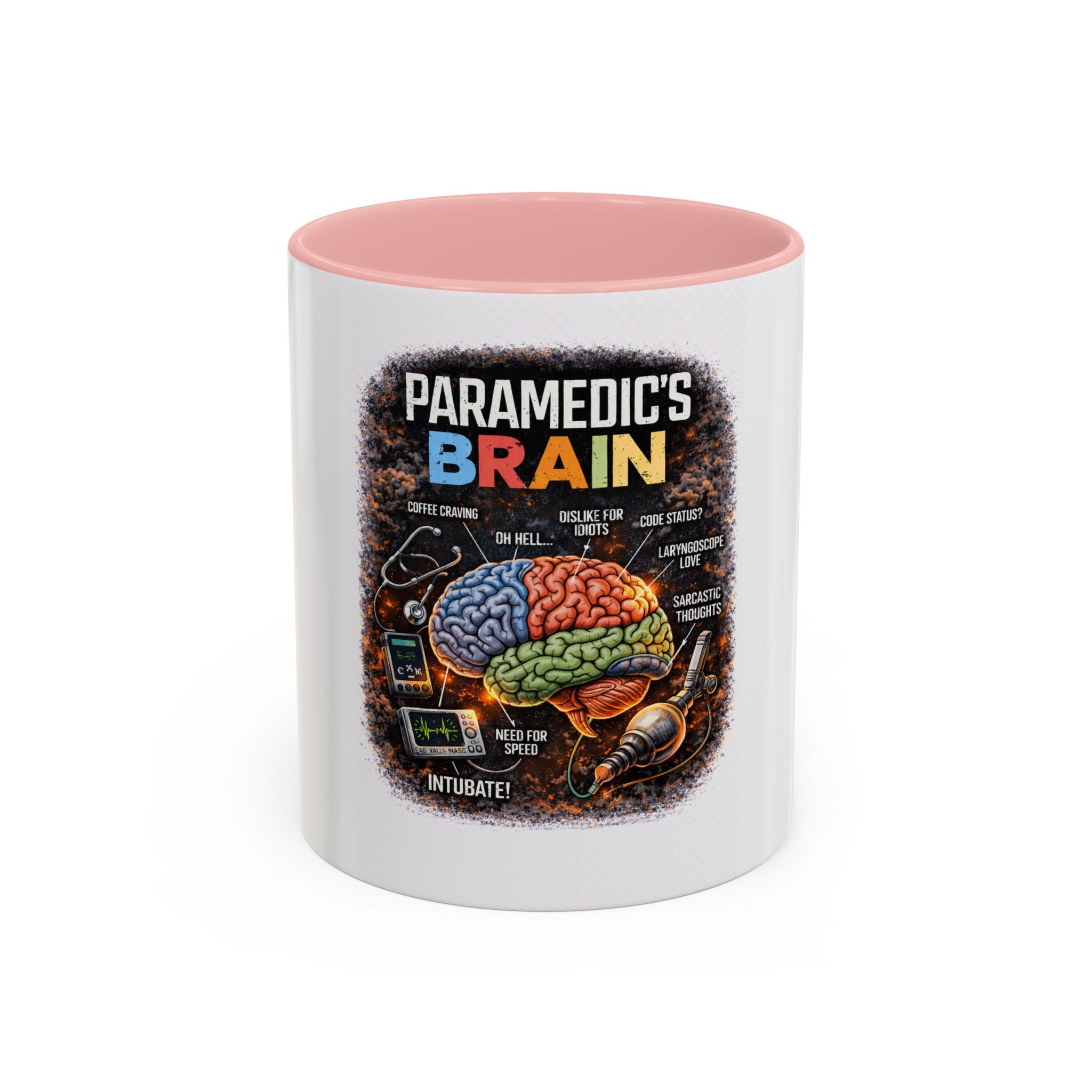 Paramedic's Brain Coffee Mug – Illustrated EMT Anatomy Accent Mug (11/15 oz)