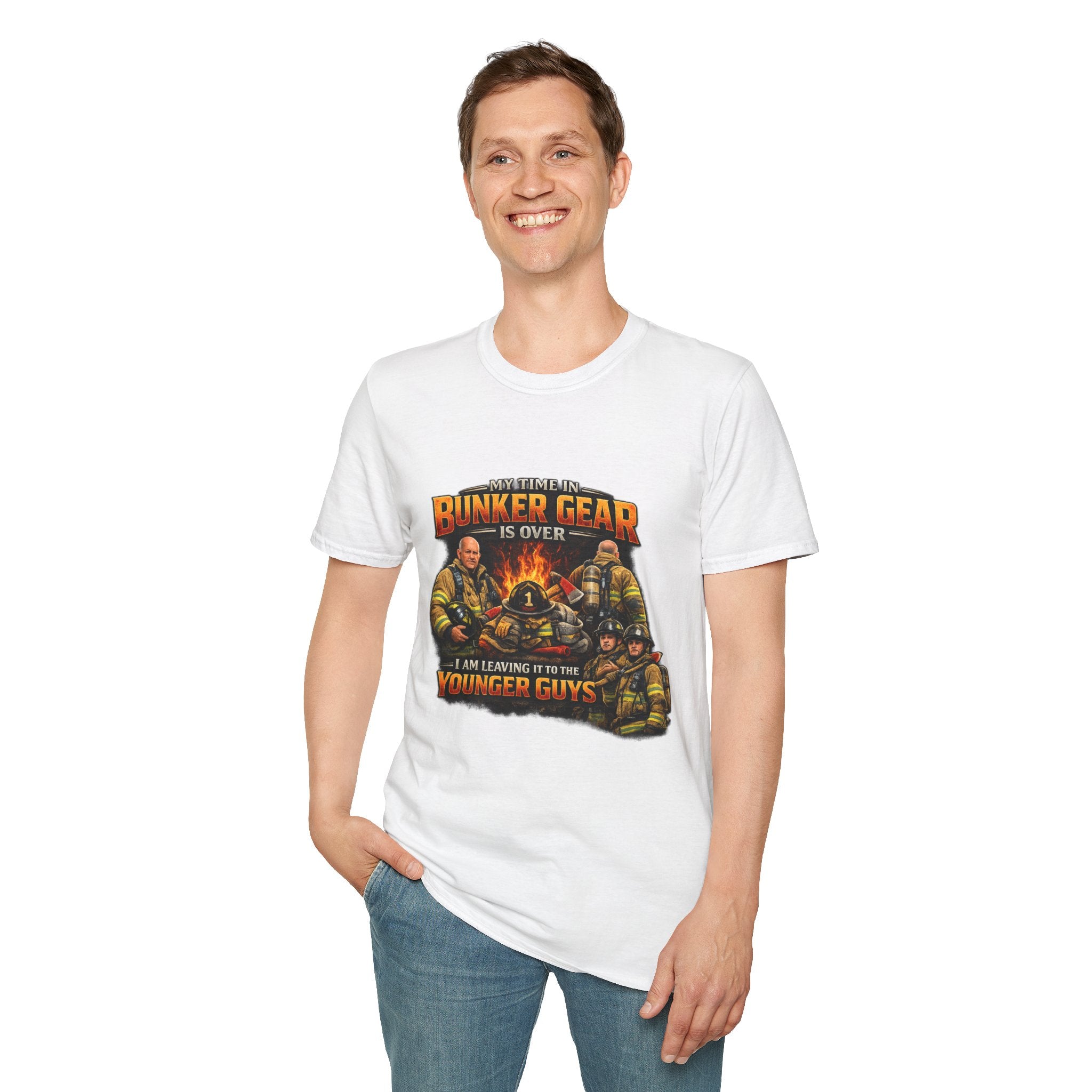 Firefighter T-Shirt — "My Time In The Bunker Gear Is Over, I’m Leaving It To The Younger Guys"
