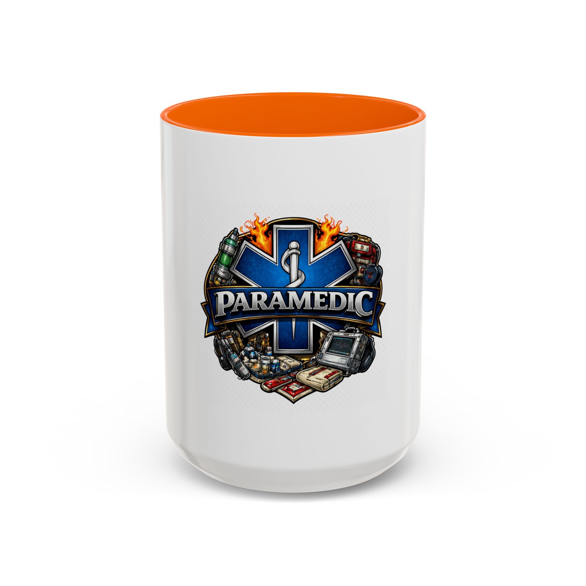 Paramedic Emblem Accent Coffee Mug — EMS Star of Life Design