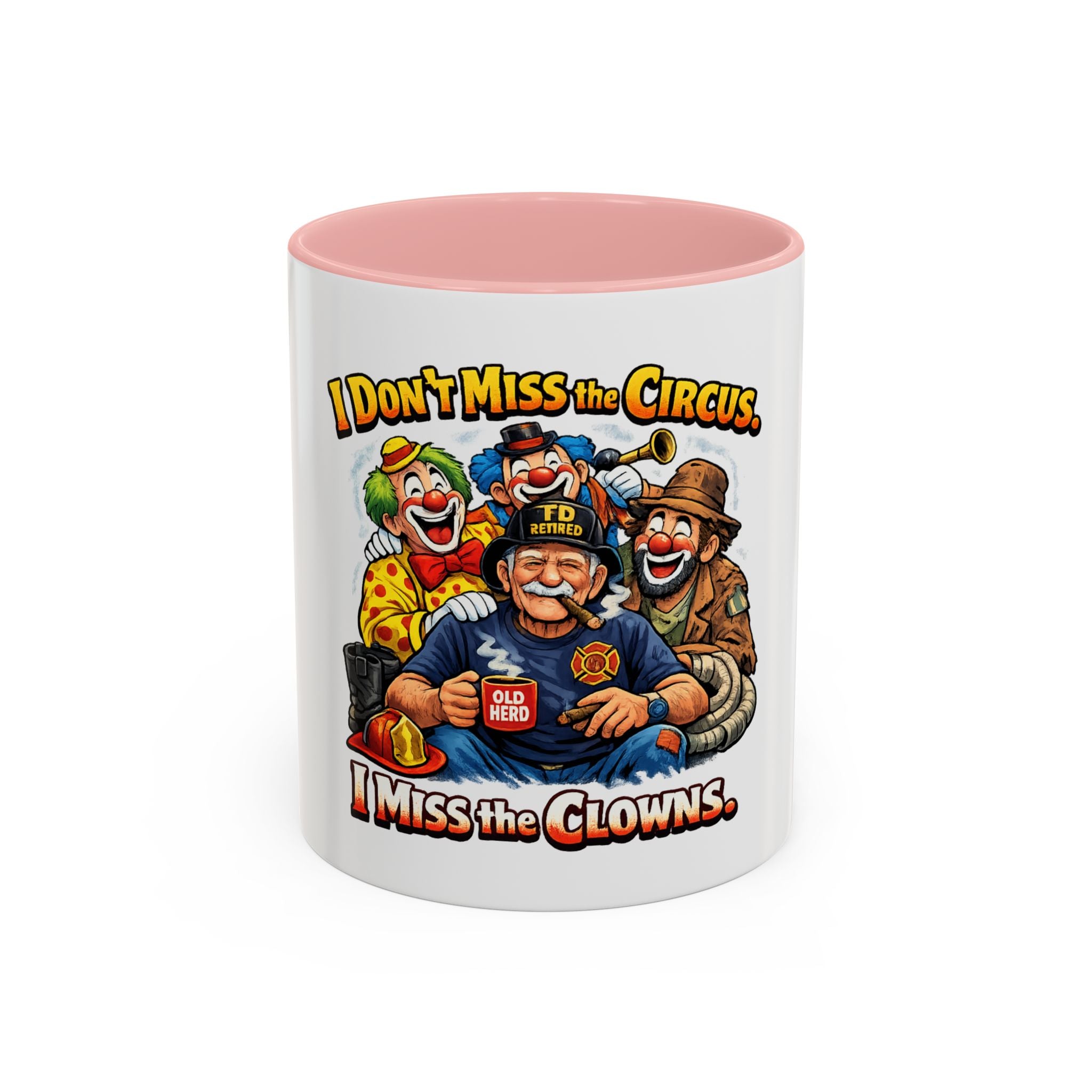 Coffee Mug — "I Don't Miss the Circus, I Miss the Clowns" Vintage Firefighter Clown Design (11/15oz)