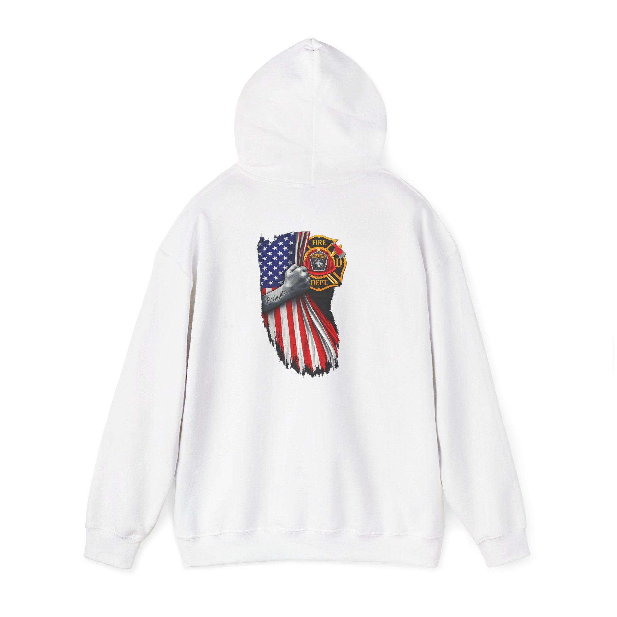 Patriotic Eagle Hoodie with American Flag and Firefighter Badge - 4th of July Memorial Pullover