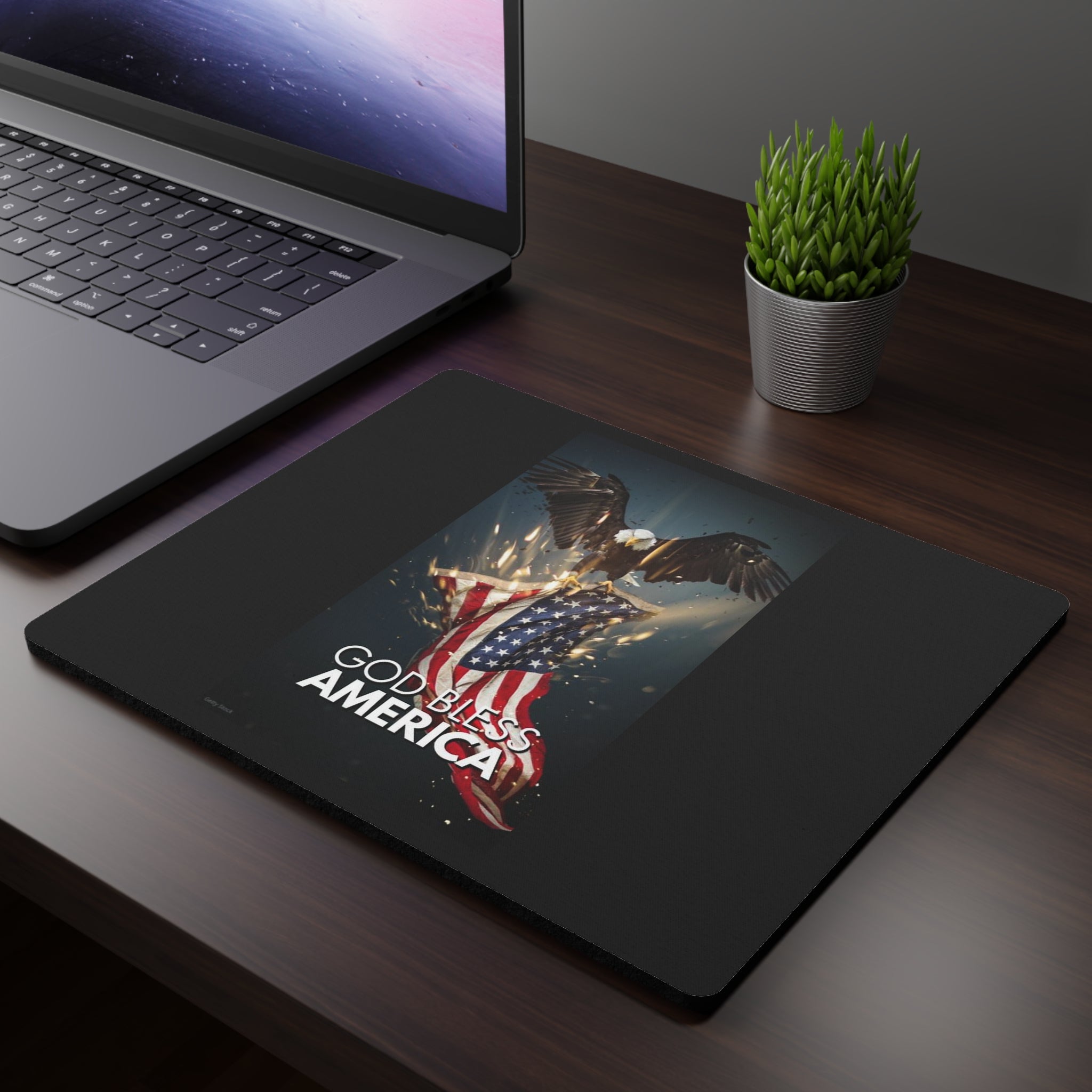 God Bless America Eagle Flag Rectangular Mouse Pad – Patriotic Desk Mousepad
