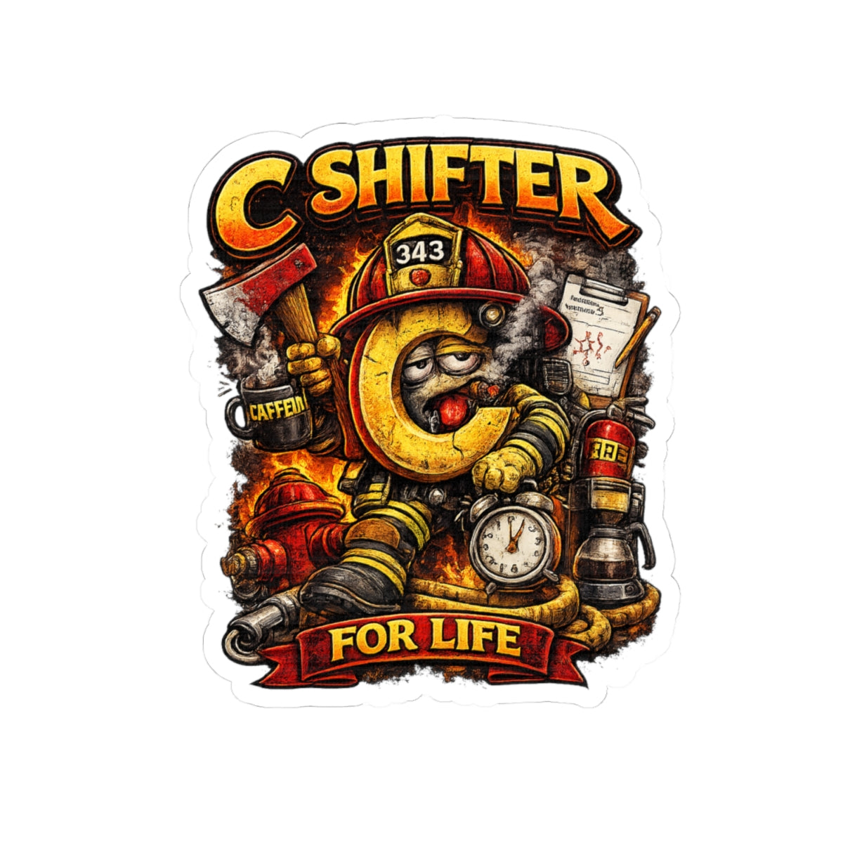 Firefighter 'C Shifter For Life' Kiss-Cut Sticker – Funny Firefighter Gear Decal