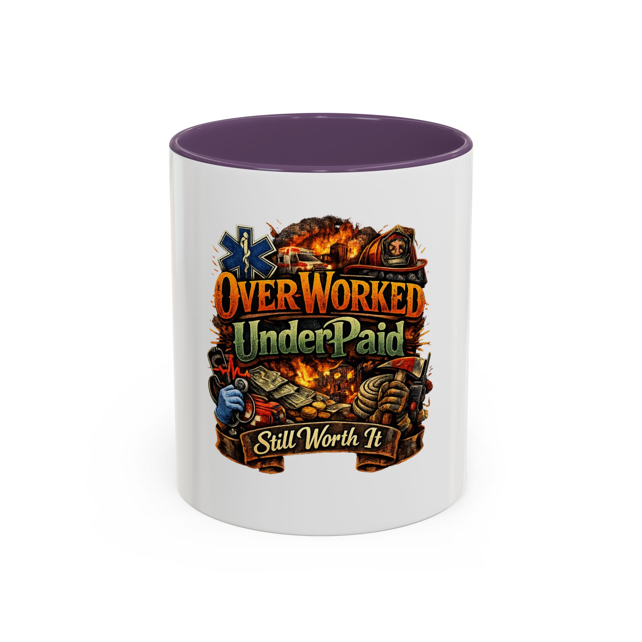Overworked Underpaid Coffee Mug – "Still Worth It" Rustic Gift for Workers