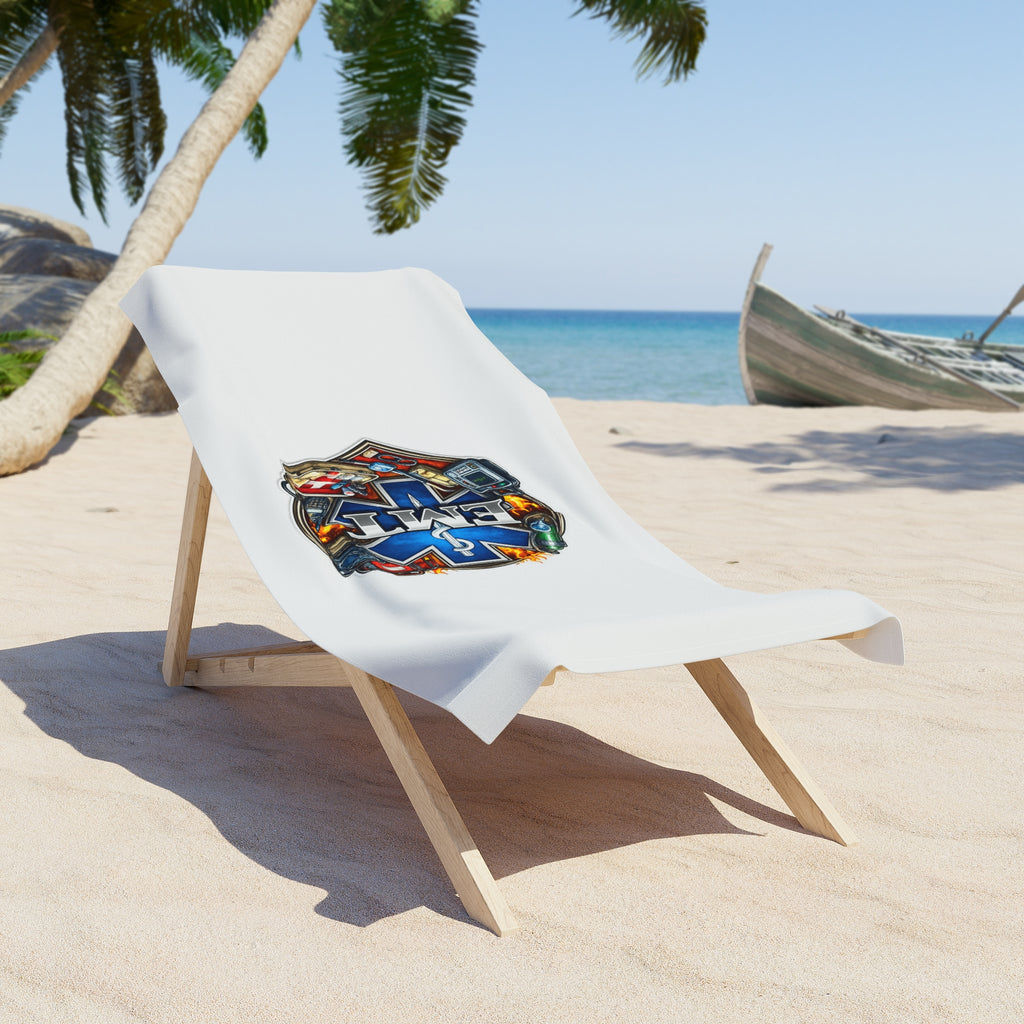 EMT Life Rescue Badge Beach Towel — First Responder Medical Theme