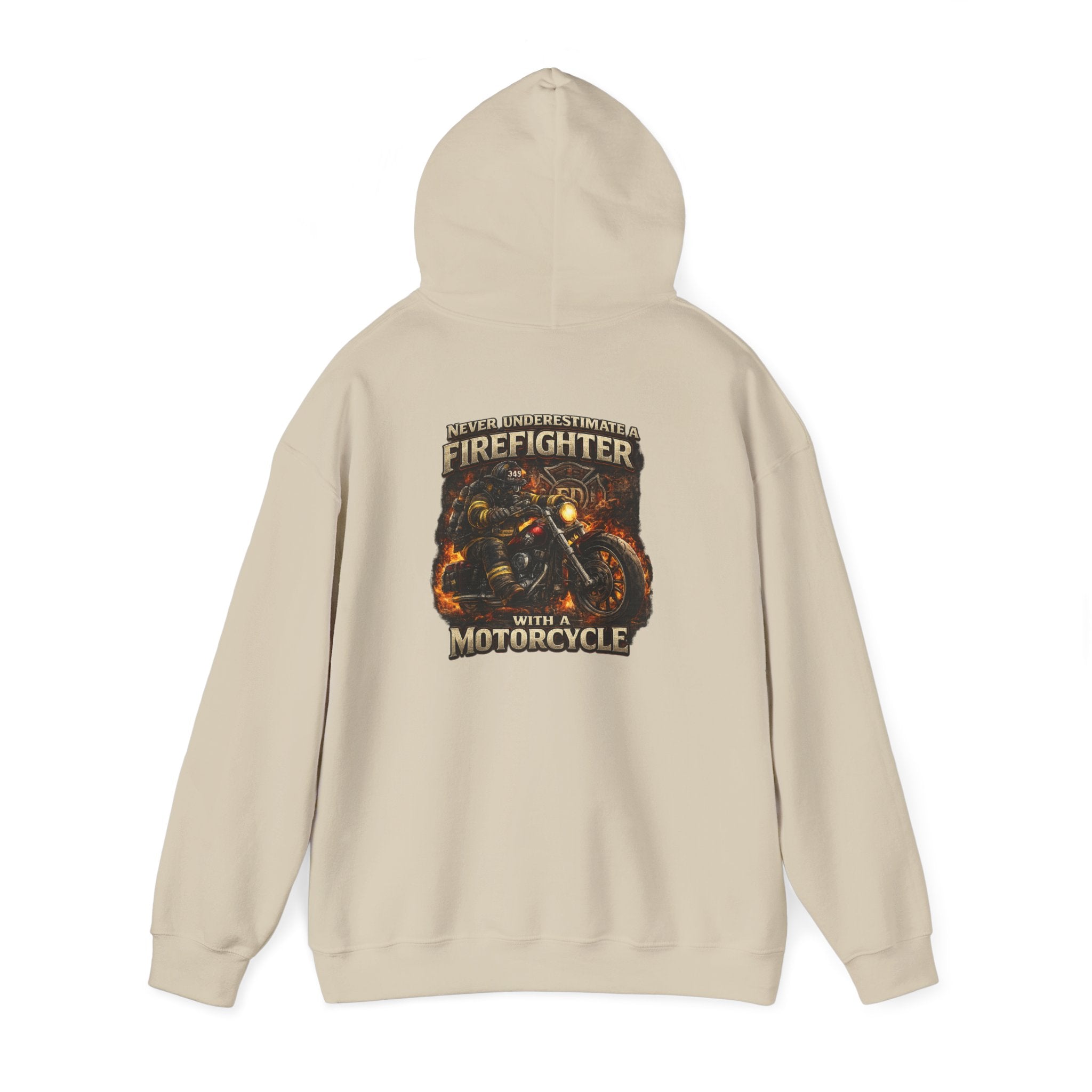 Firefighter Motorcycle Hoodie - "Never Underestimate a Firefighter with a Motorcycle" Graphic Pullover