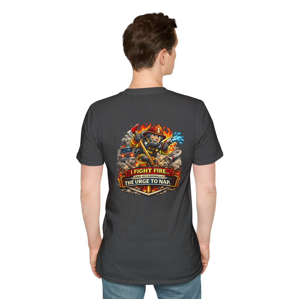 Firefighter T-Shirt - "I Fight Fire But Sometimes I Fight The Urge To Nap" Graphic Tee