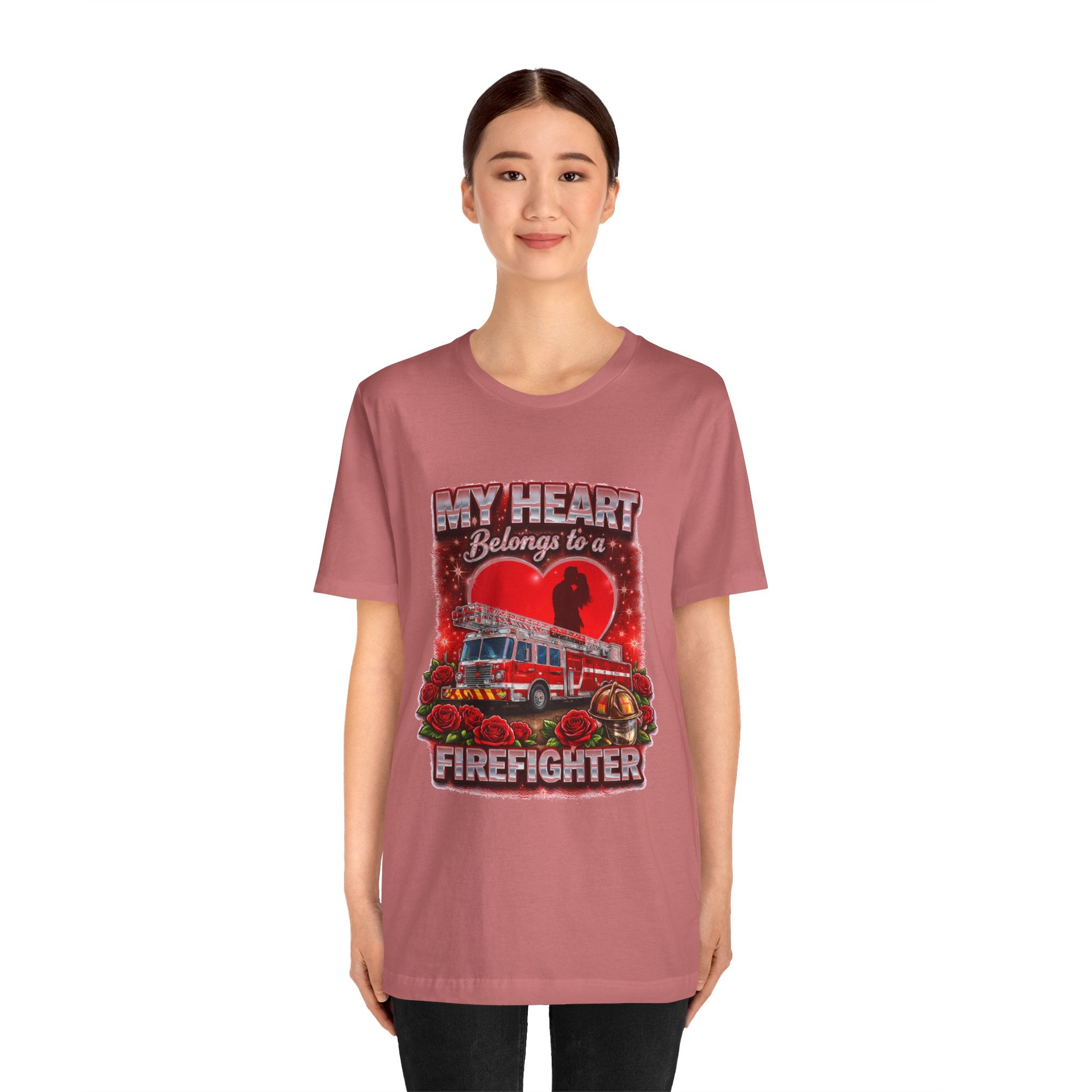 "My Heart Belongs to a Firefighter"  Firefighter Wife T-Shirt
