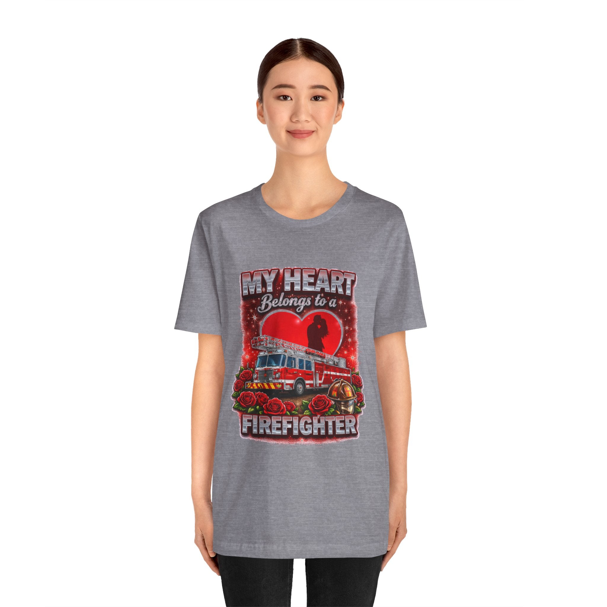 "My Heart Belongs to a Firefighter"  Firefighter Wife T-Shirt