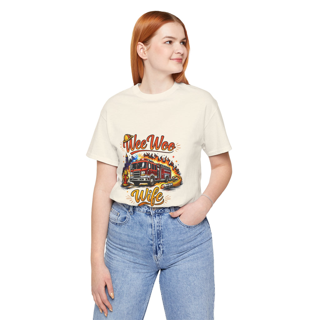Firefighter Wife T-Shirt – "Wee Woo Wife" Fire Truck Graphic Tee