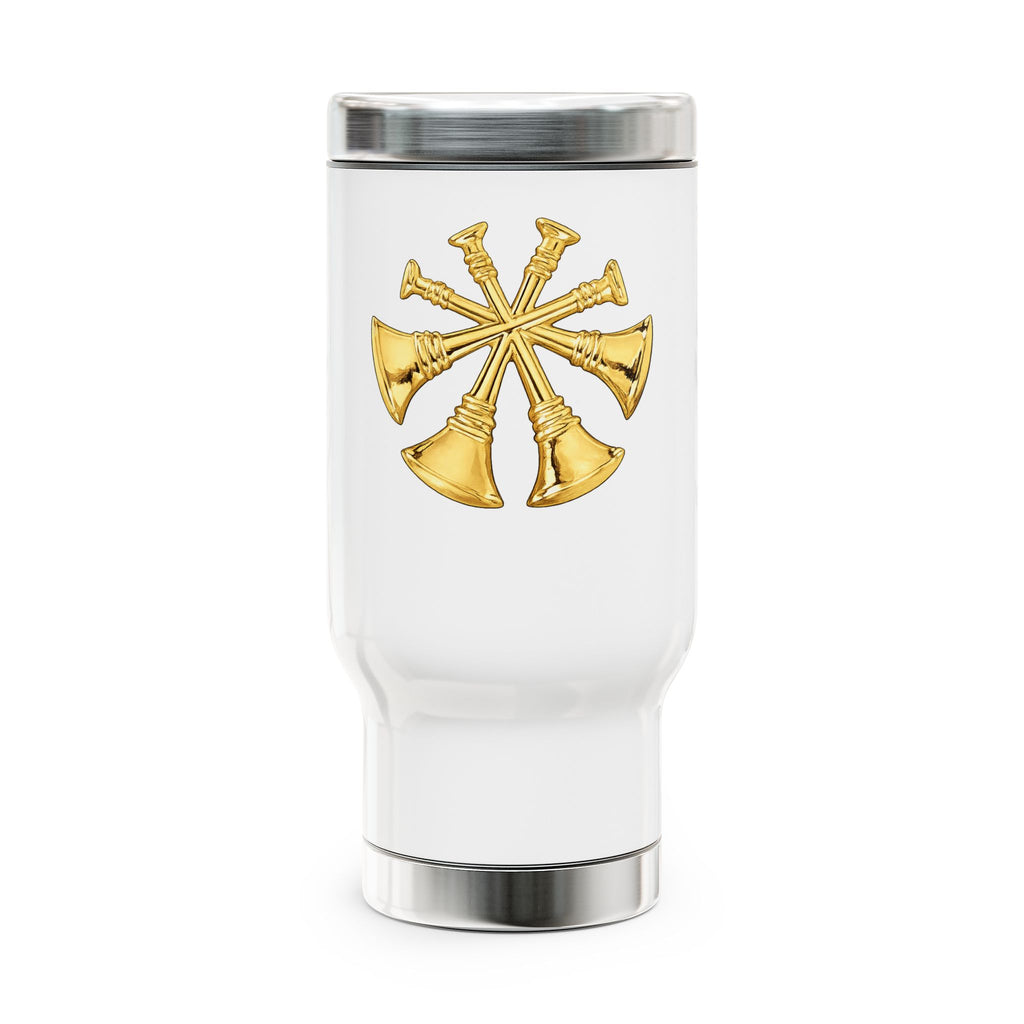 Deputy Fire Chief/Assistant Fire Chief Four Bugles 14oz Stainless Steel Travel Mug with Handle