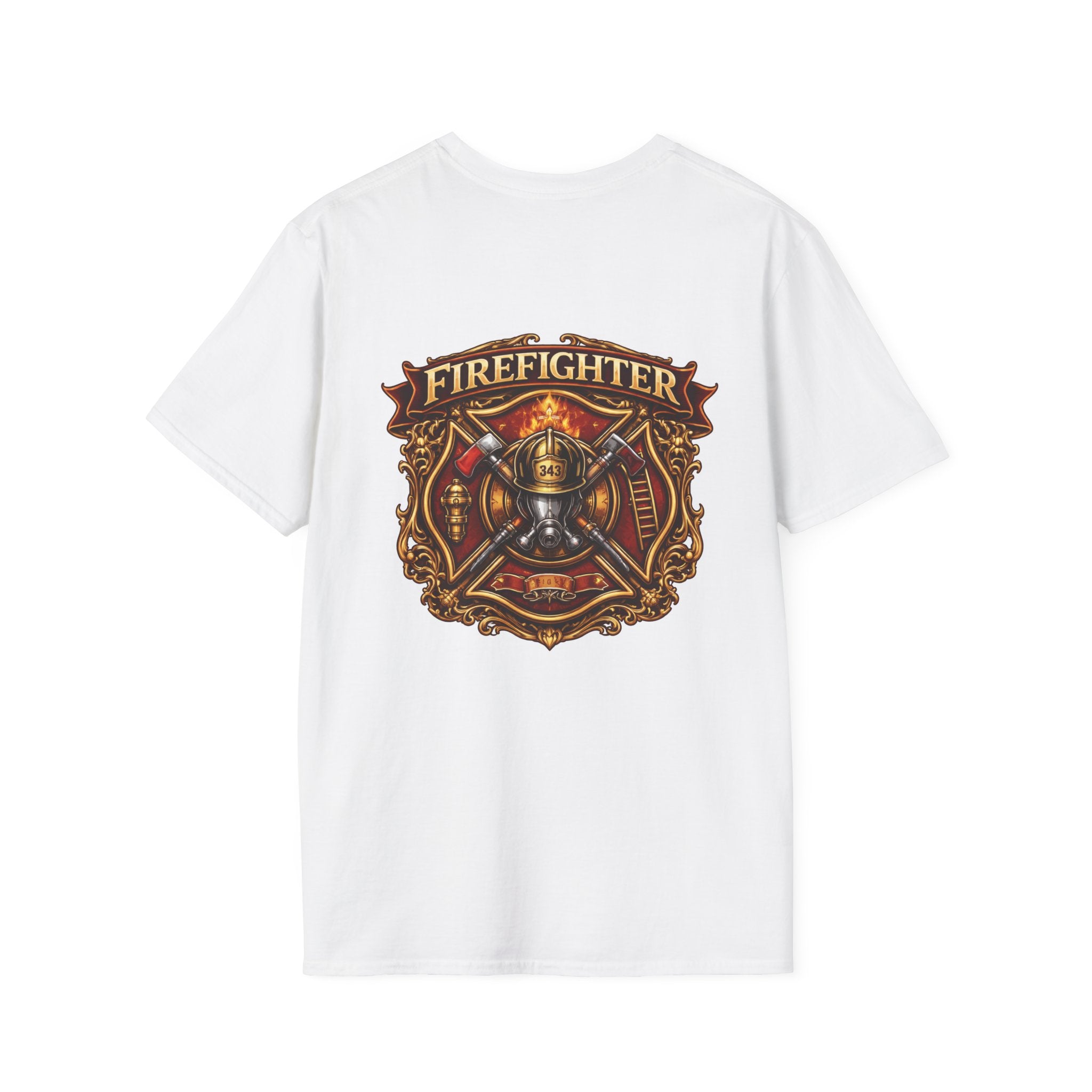 Firefighter Badge T-Shirt — Vintage Firefighter Helmet & Axes Tee
