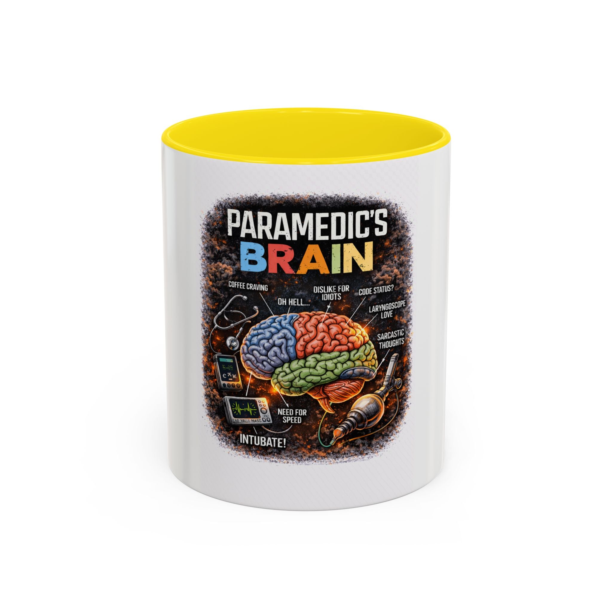 Paramedic's Brain Coffee Mug – Illustrated EMT Anatomy Accent Mug (11/15 oz)