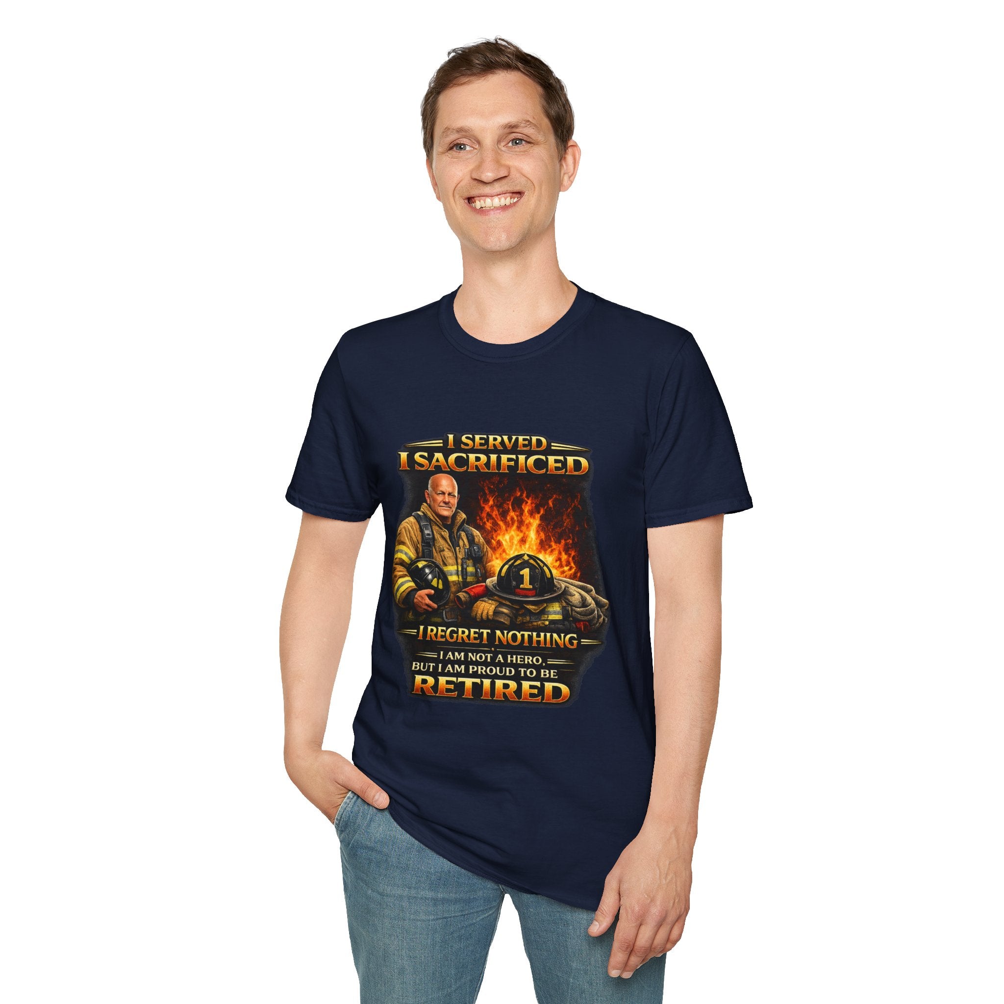 "I Served, I Sacrificed" Retired Firefighter Tribute T-Shirt