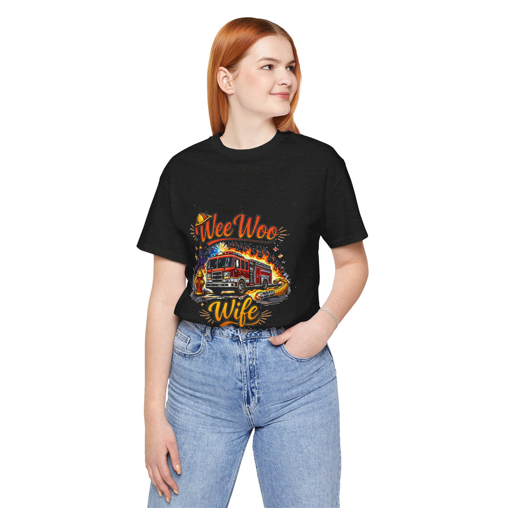 Firefighter Wife T-Shirt – "Wee Woo Wife" Fire Truck Graphic Tee