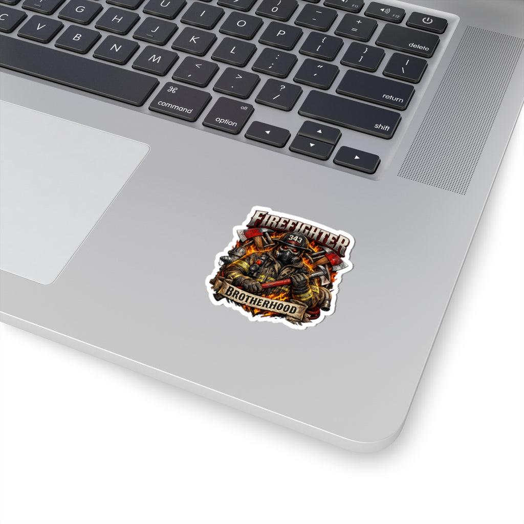 Firefighter Brotherhood Kiss-Cut Sticker — Courageous Firefighter Emblem