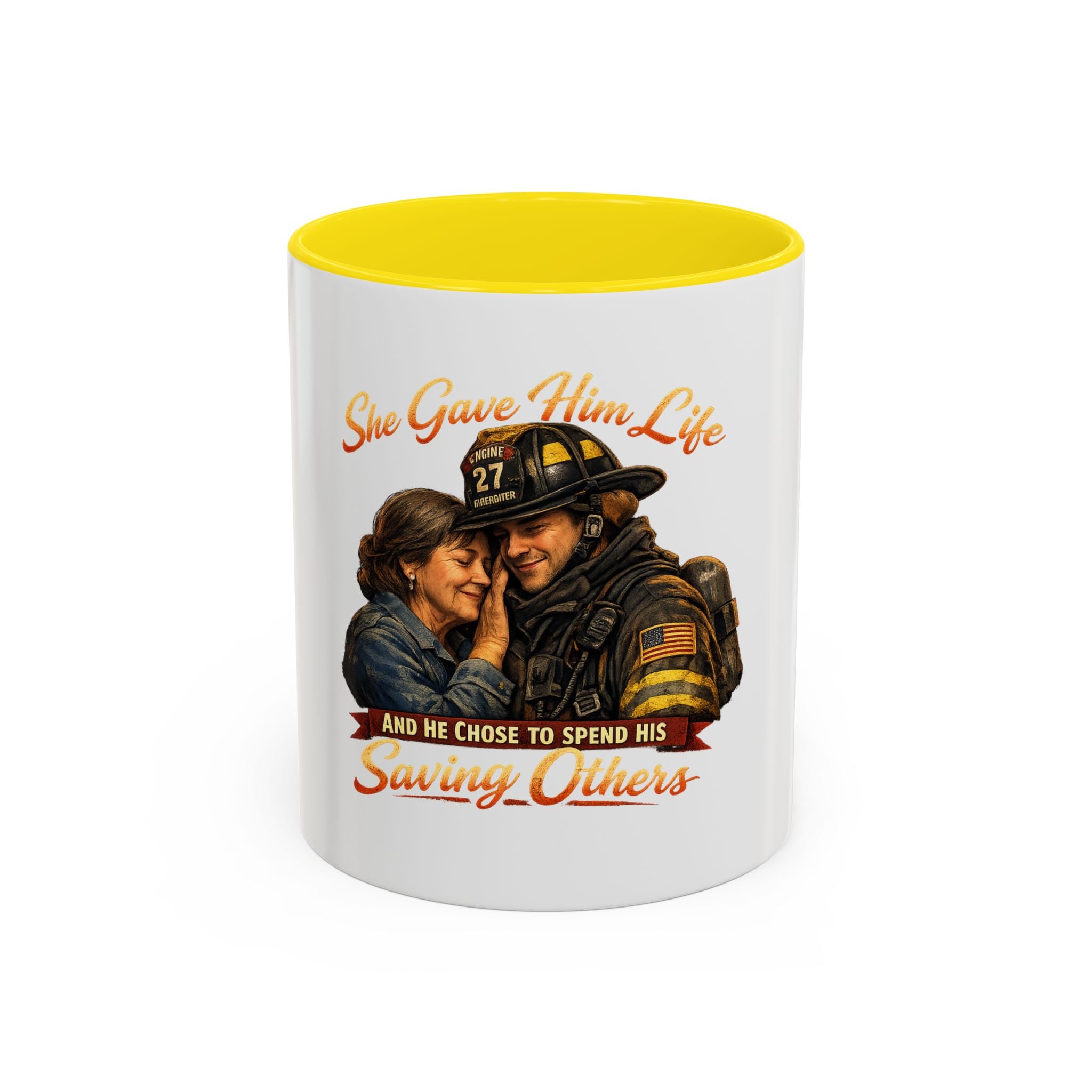 Firefighter Couple Coffee Mug – "She Gave Him Life and He Chose to Spend His Saving Others"