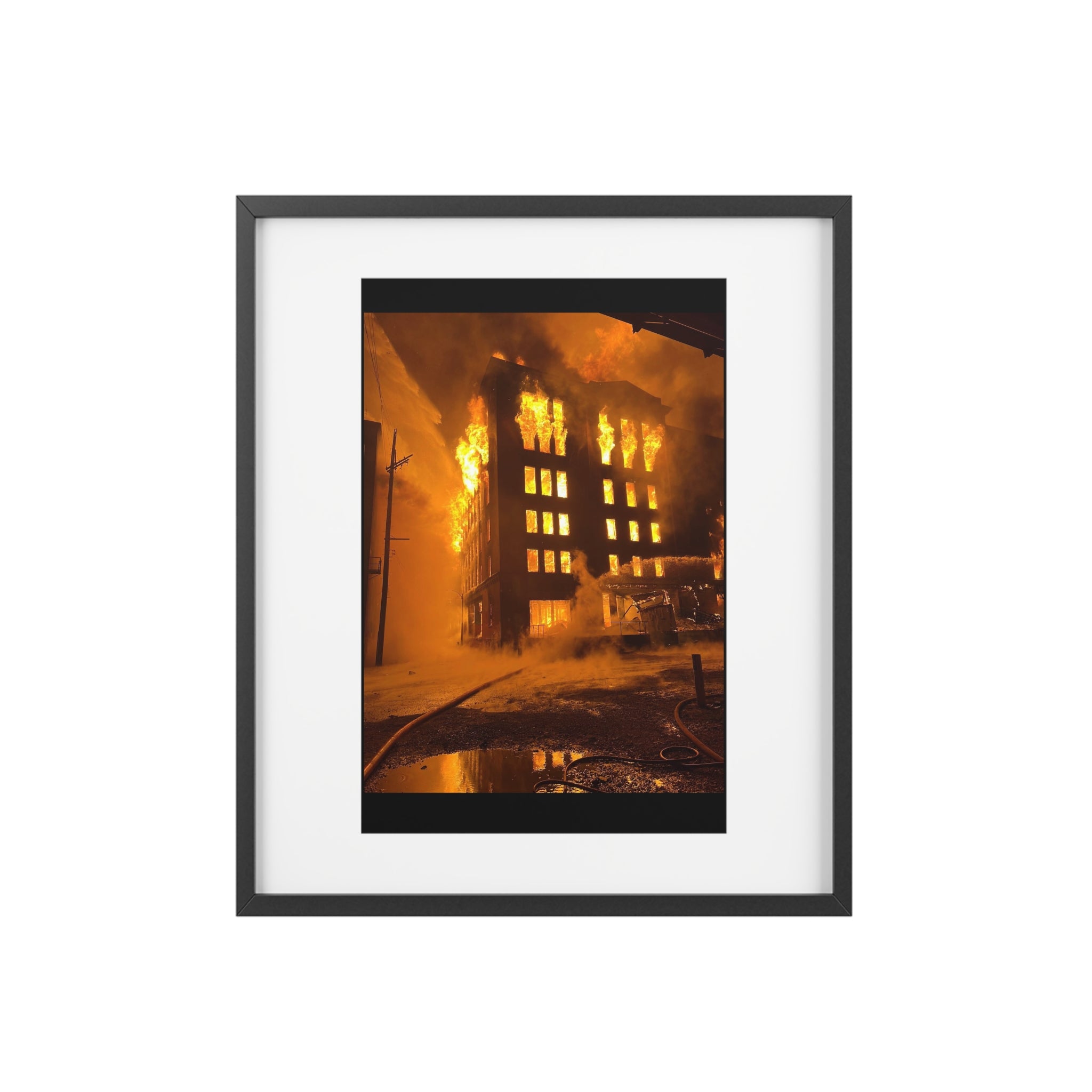 Framed Poster - Fiery Urban Blaze Photo Print (Matte)