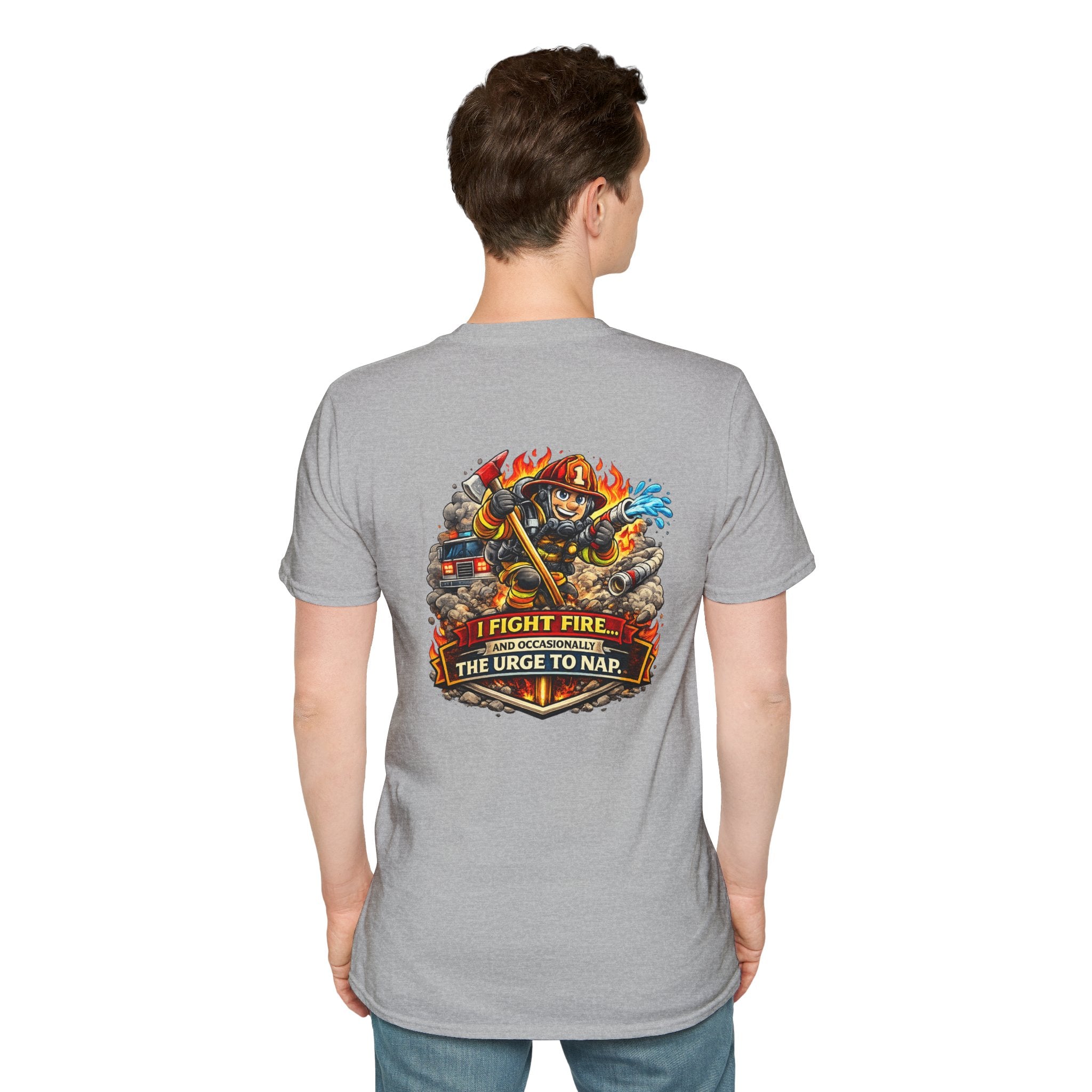 Firefighter T-Shirt - "I Fight Fire But Sometimes I Fight The Urge To Nap" Graphic Tee