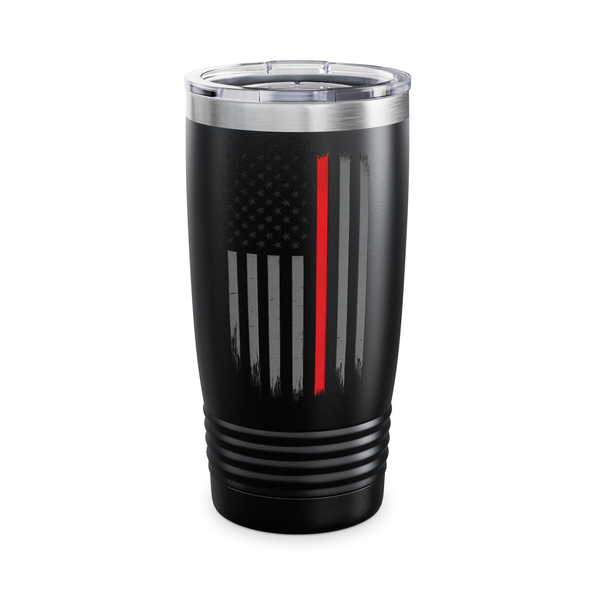 20oz Thin Red Line Tumbler — Stainless Insulated Firefighter Travel Cup