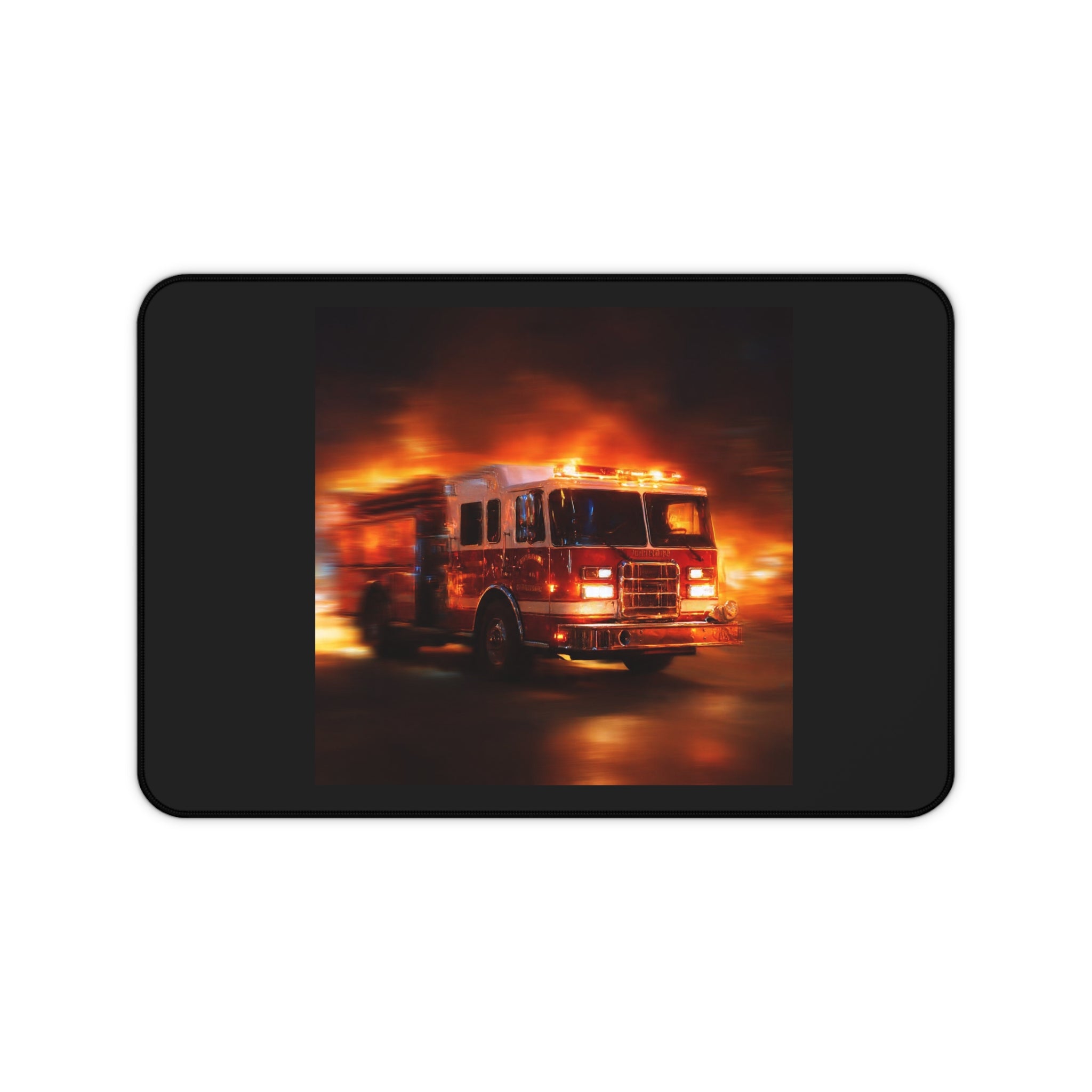 Firefighter Fire Engine Desk Mat — Emergency Truck Gaming Mouse Pad