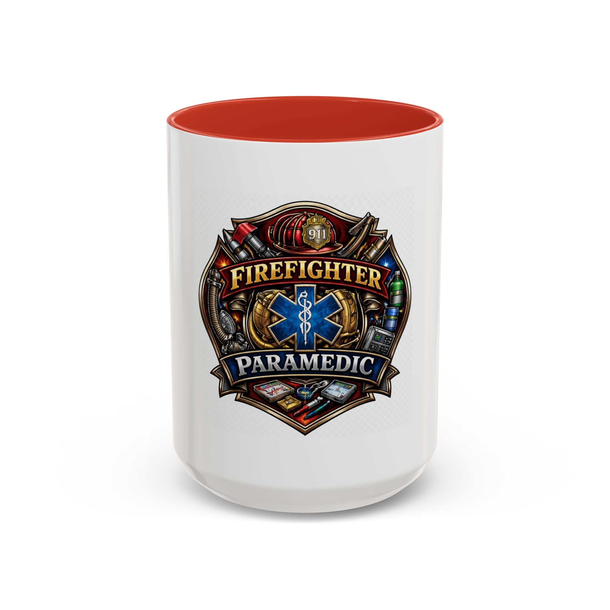 Firefighter Paramedic Shield Accent Coffee Mug – 11/15oz