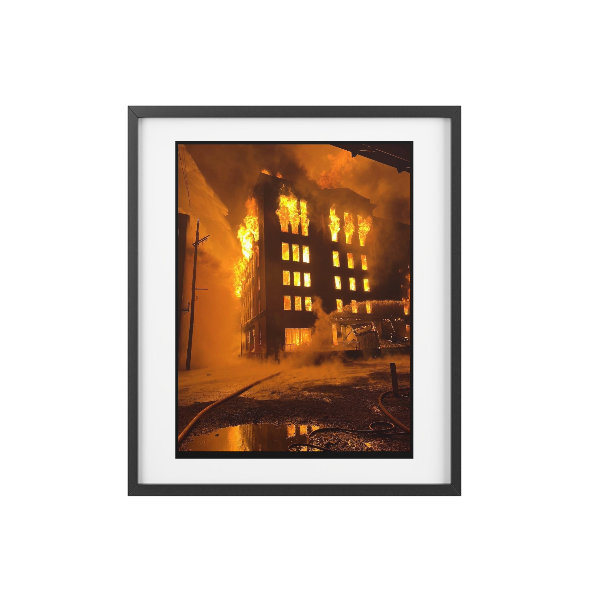 Framed Poster - Fiery Urban Blaze Photo Print (Matte)