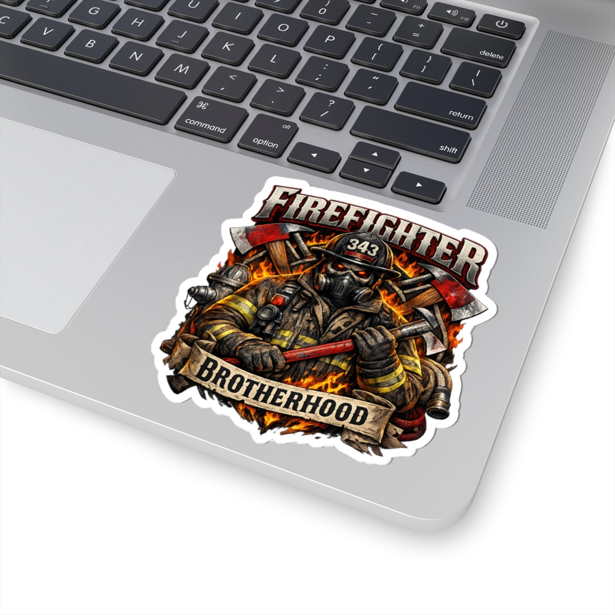 Firefighter Brotherhood Kiss-Cut Sticker — Courageous Firefighter Emblem