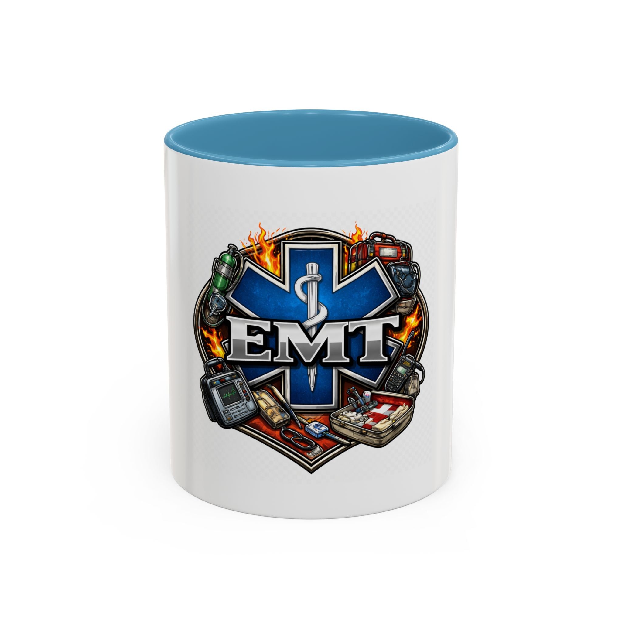 EMT Star of Life Accent Coffee Mug – Paramedic Emergency Medical Technician Gift (11/15oz)