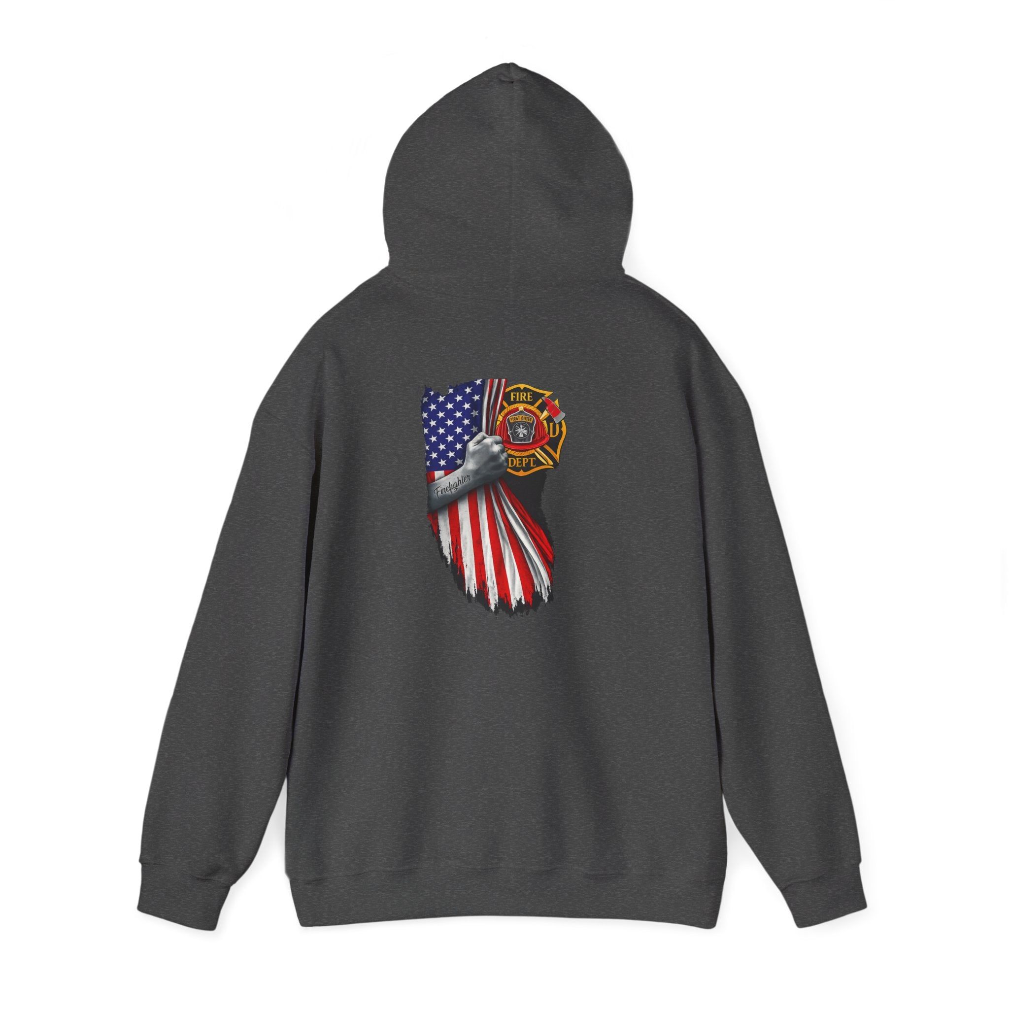 Patriotic Eagle Hoodie with American Flag and Firefighter Badge - 4th of July Memorial Pullover