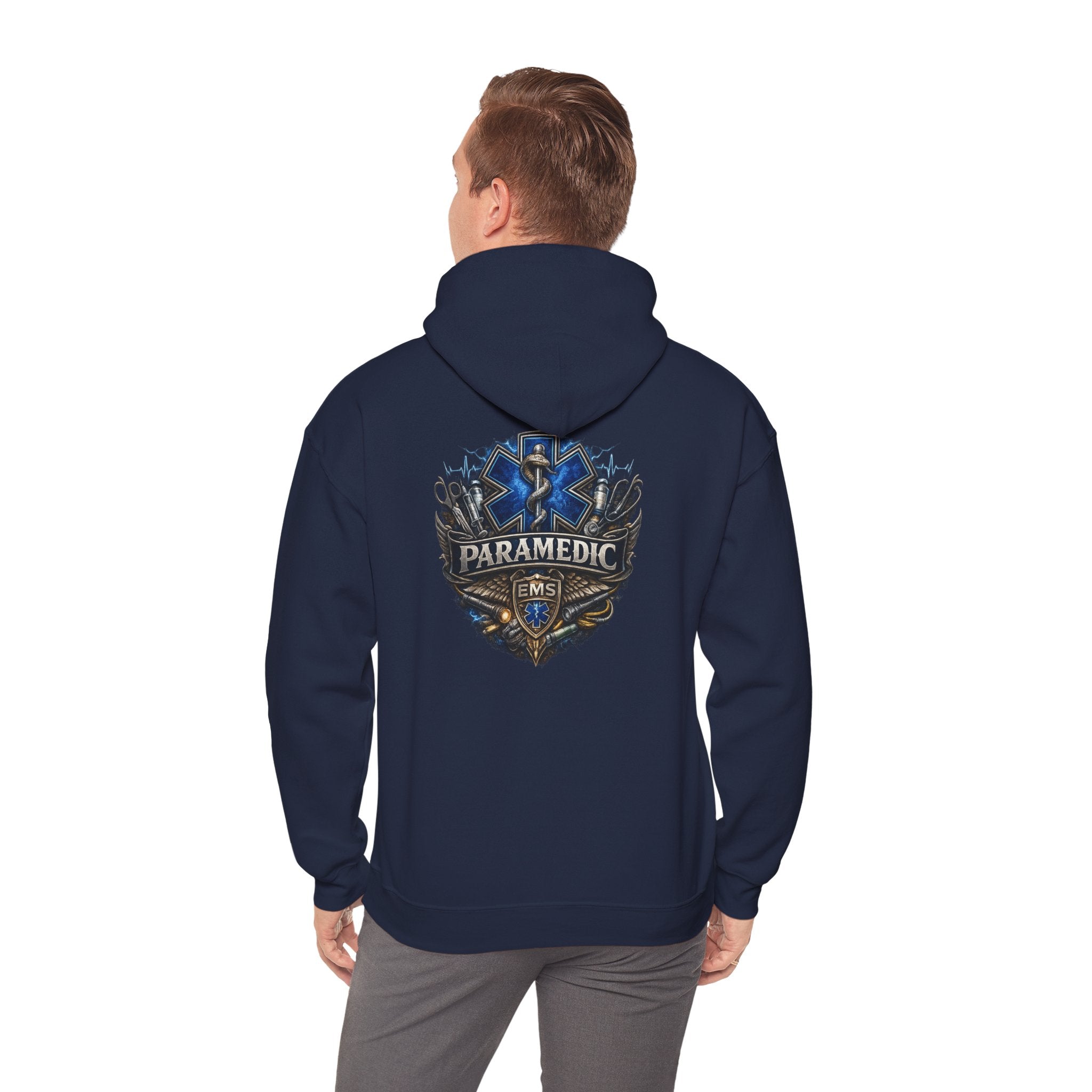 Paramedic EMS Badge Hoodie — Emergency Medical Technician Tribute Pullover