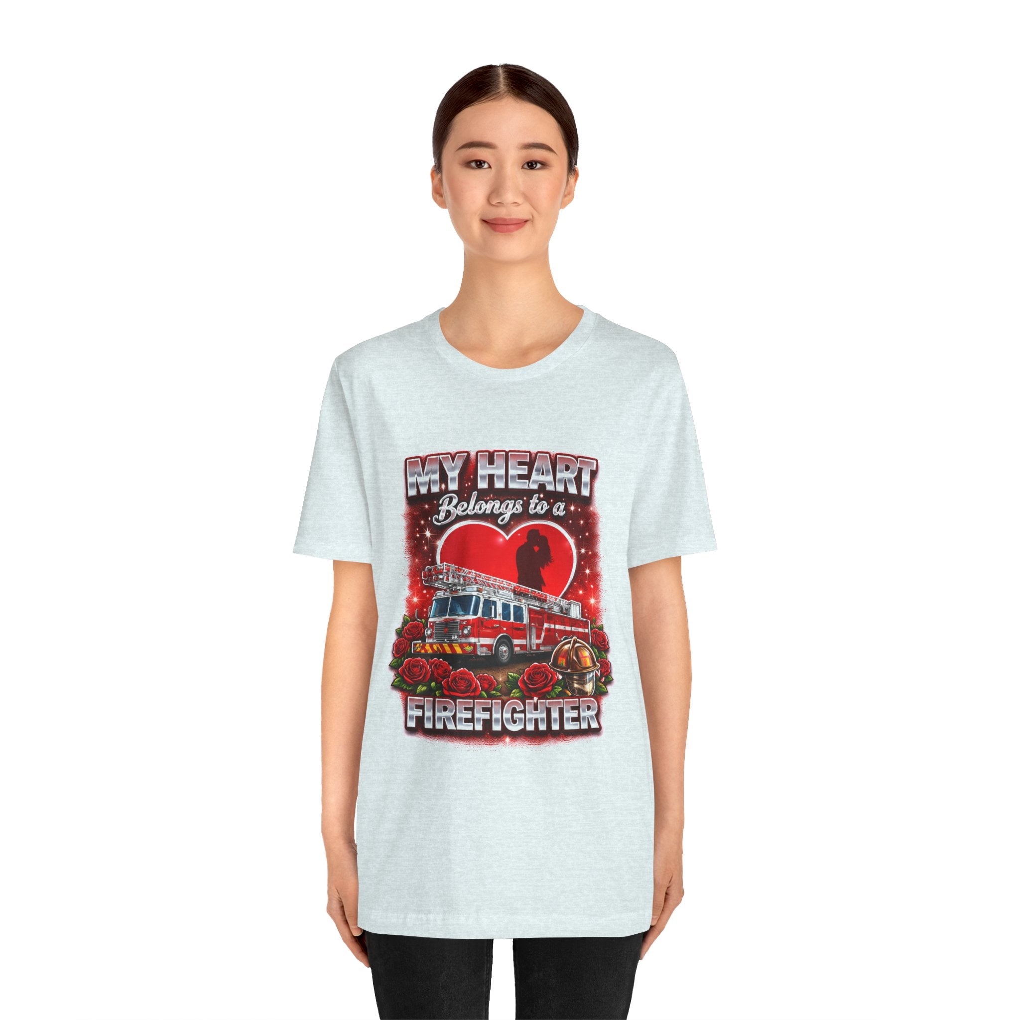 "My Heart Belongs to a Firefighter"  Firefighter Wife T-Shirt