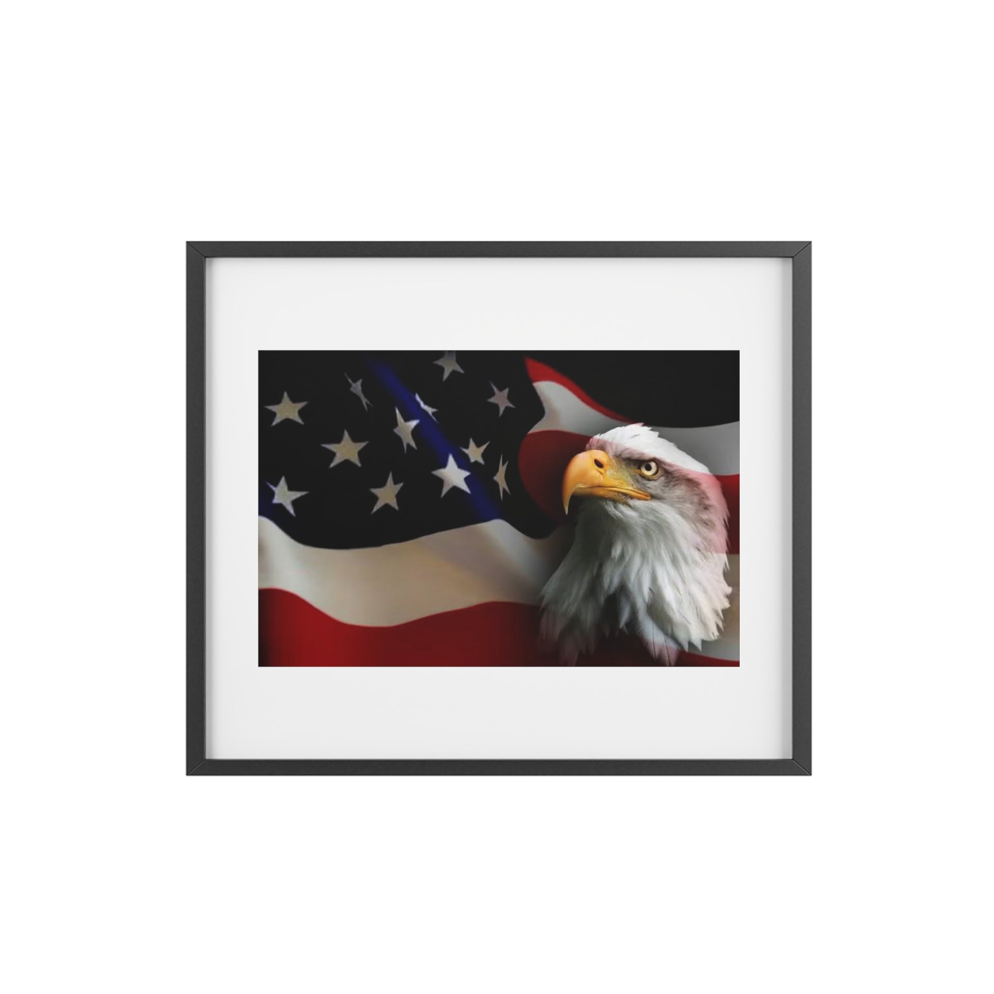 Patriotic Bald Eagle Framed Poster — American Flag Wall Art (Matte)